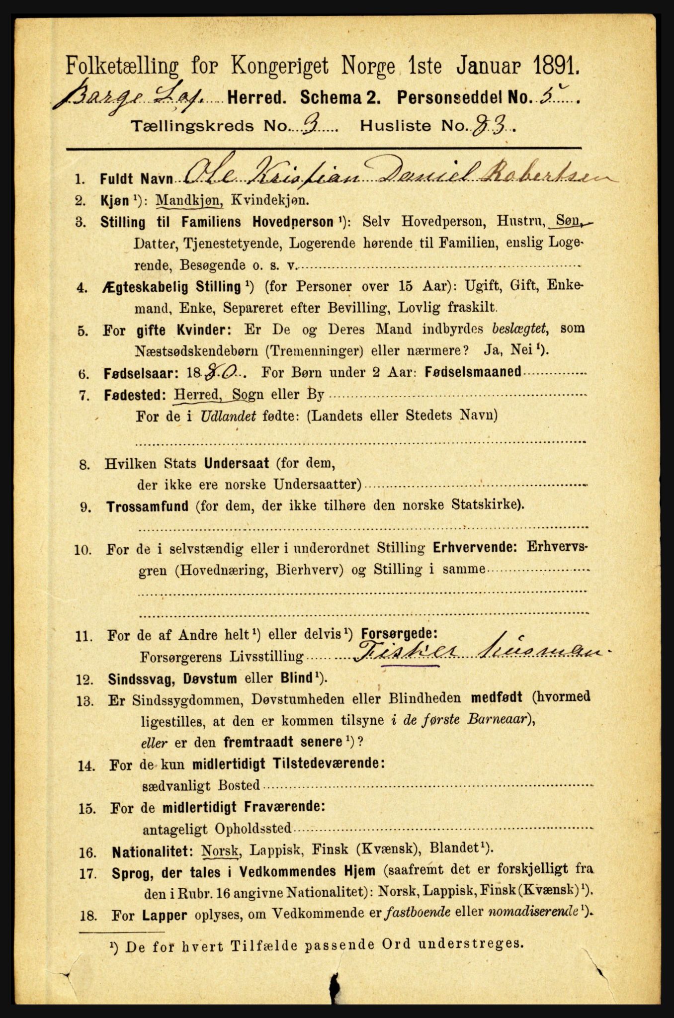 RA, 1891 census for 1862 Borge, 1891, p. 2035