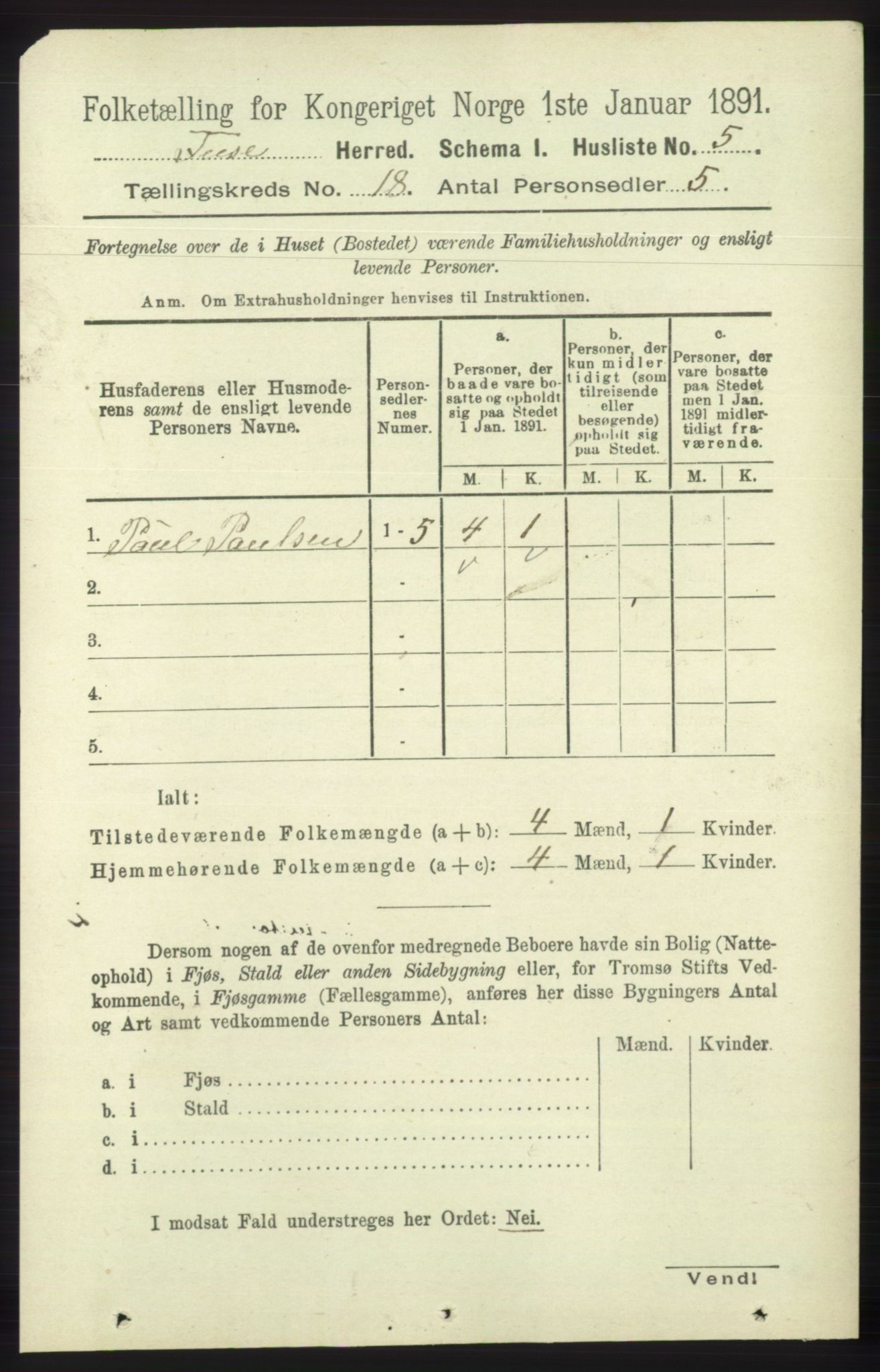 RA, 1891 census for 1241 Fusa, 1891, p. 4097