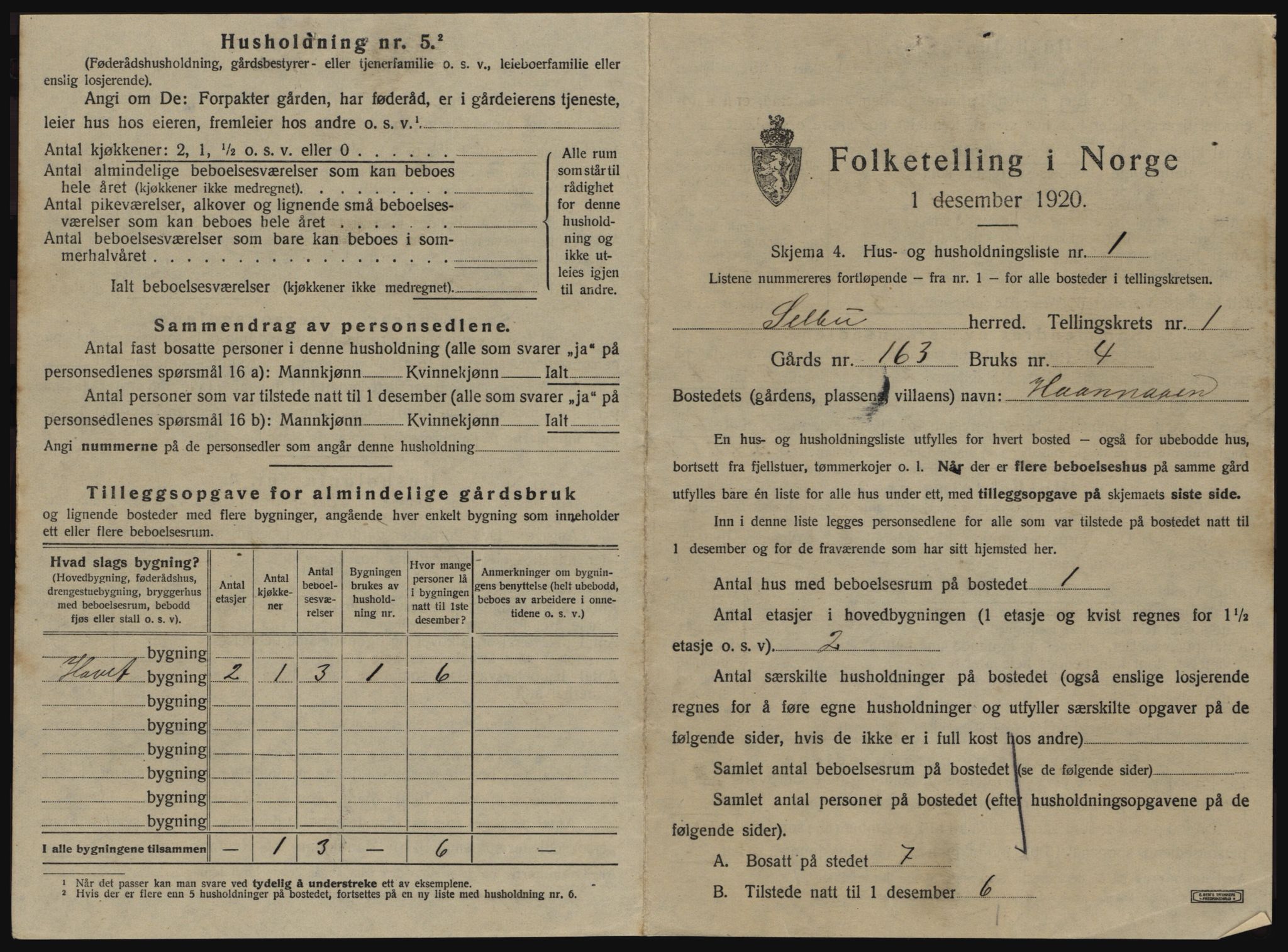 SAT, 1920 census for Selbu, 1920, p. 72