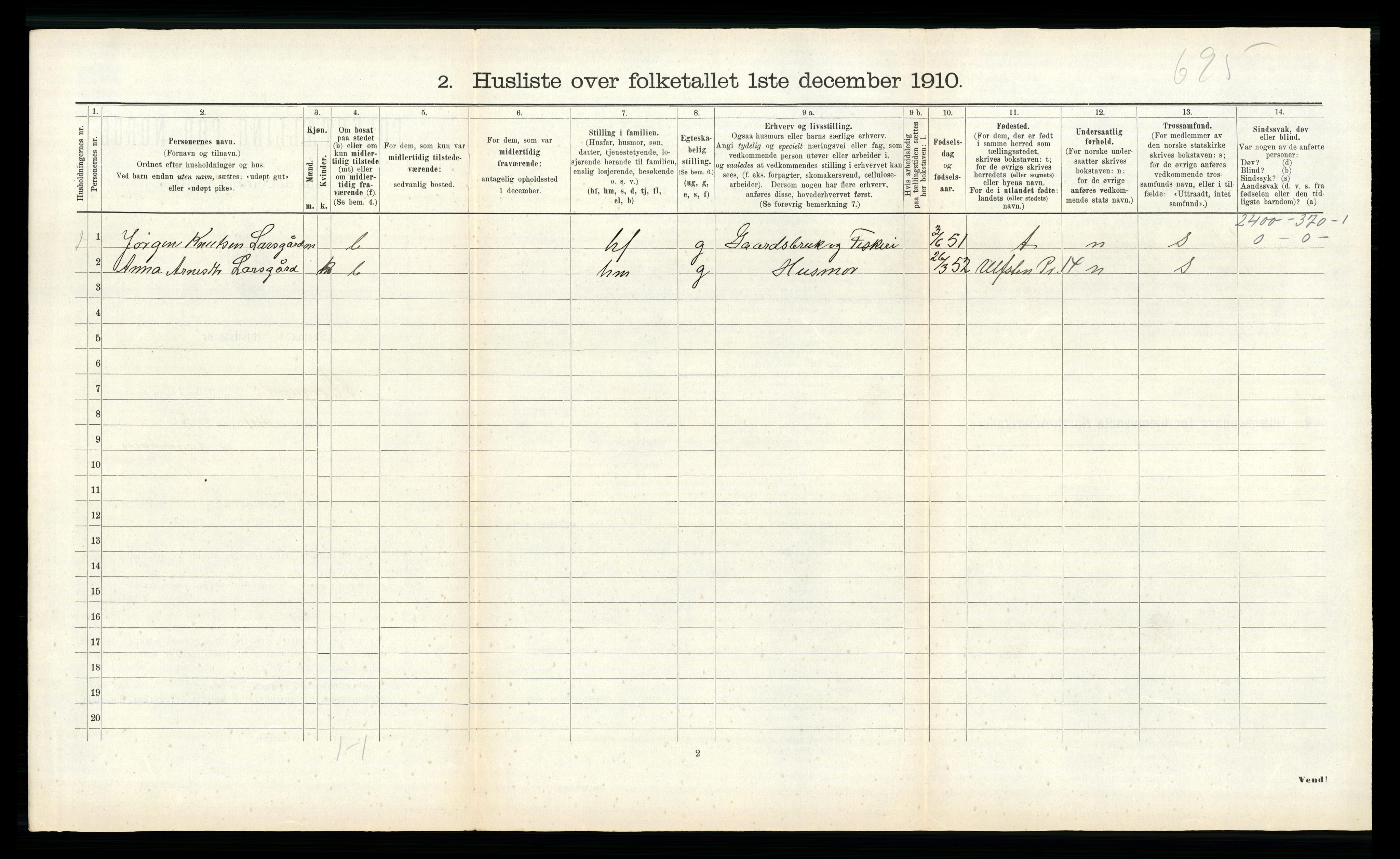 RA, 1910 census for Borgund, 1910, p. 808