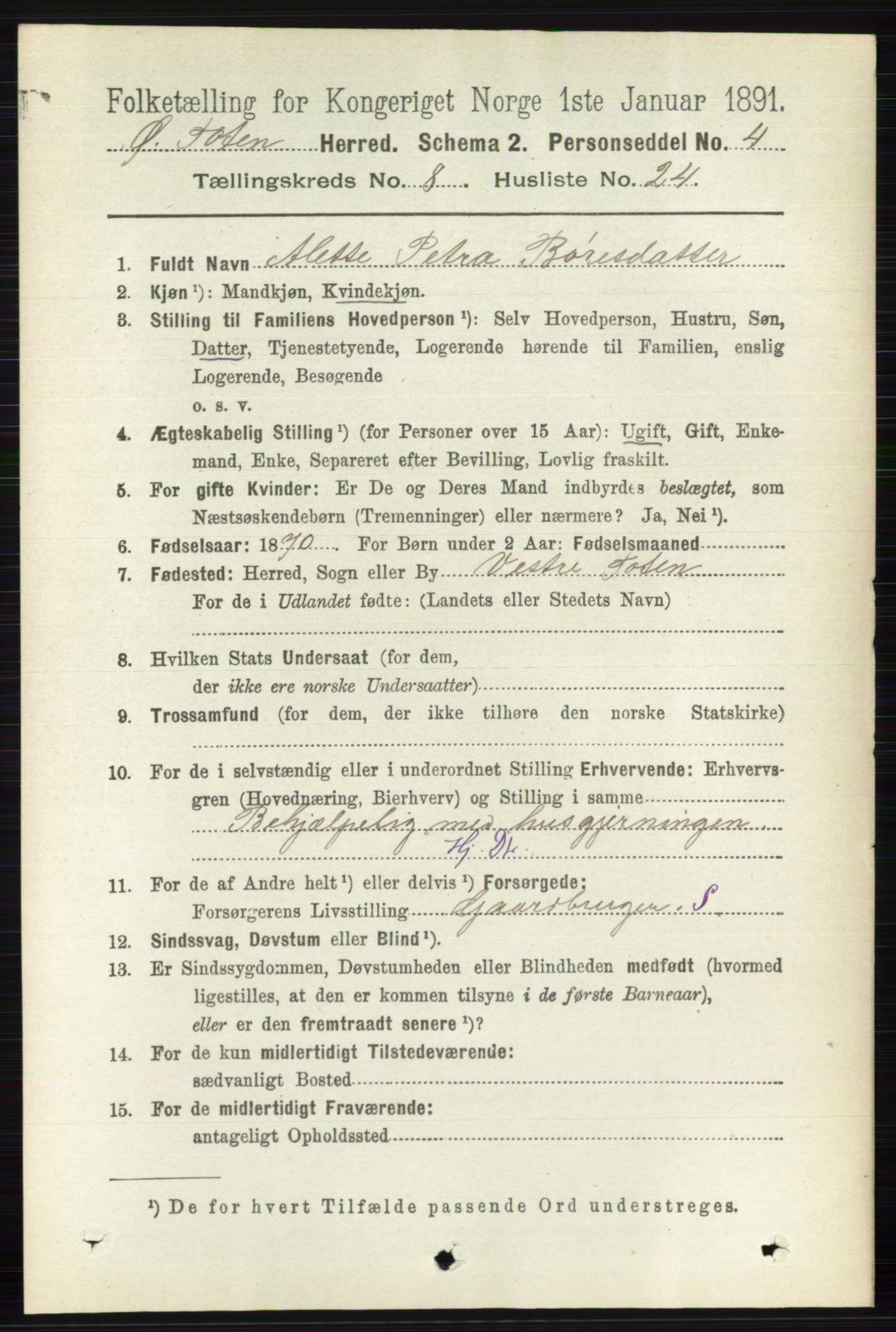 RA, 1891 census for 0528 Østre Toten, 1891, p. 5145