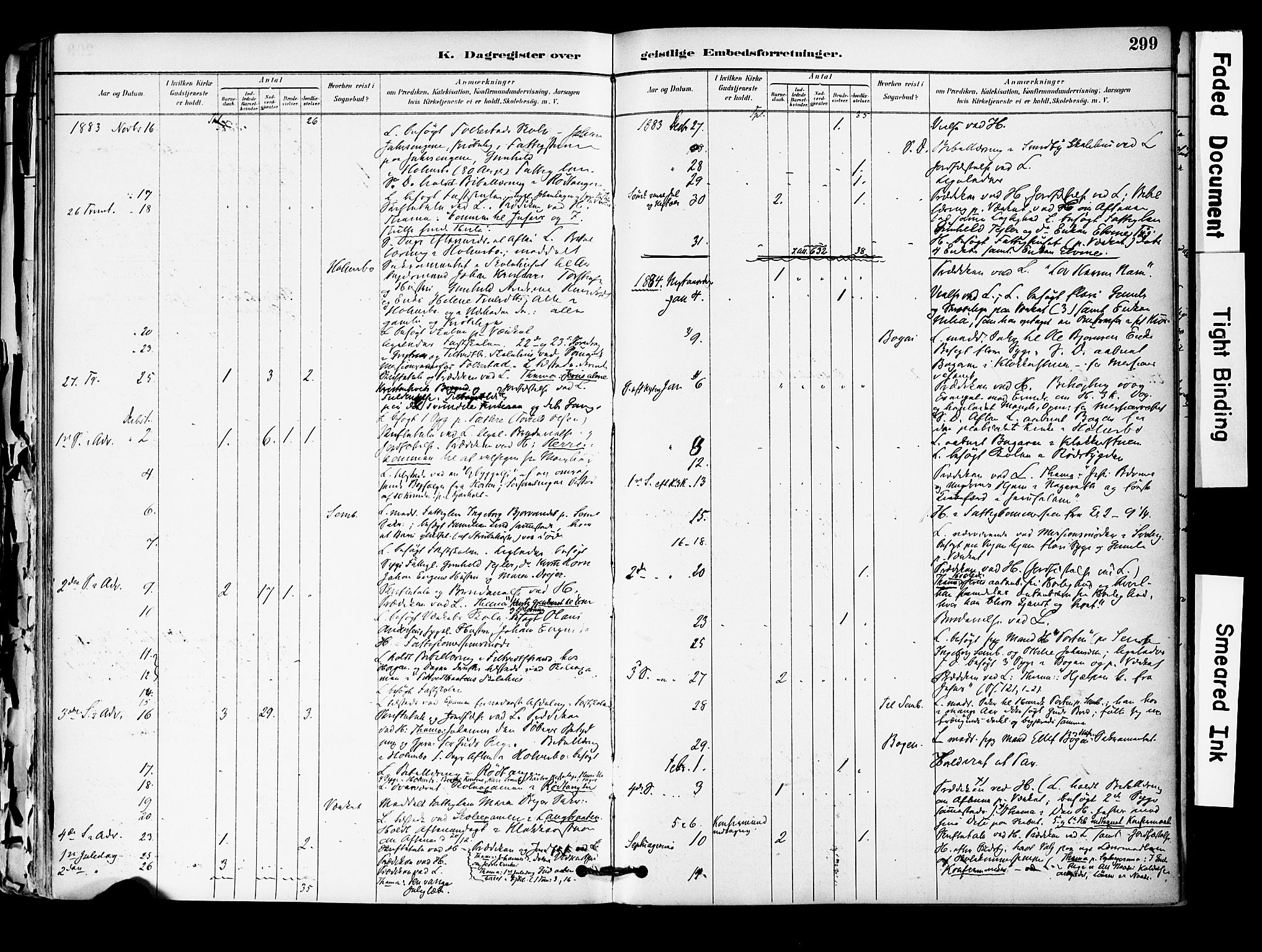 Hurum kirkebøker, SAKO/A-229/F/Fa/L0014: Parish register (official) no. 14, 1882-1895, p. 299
