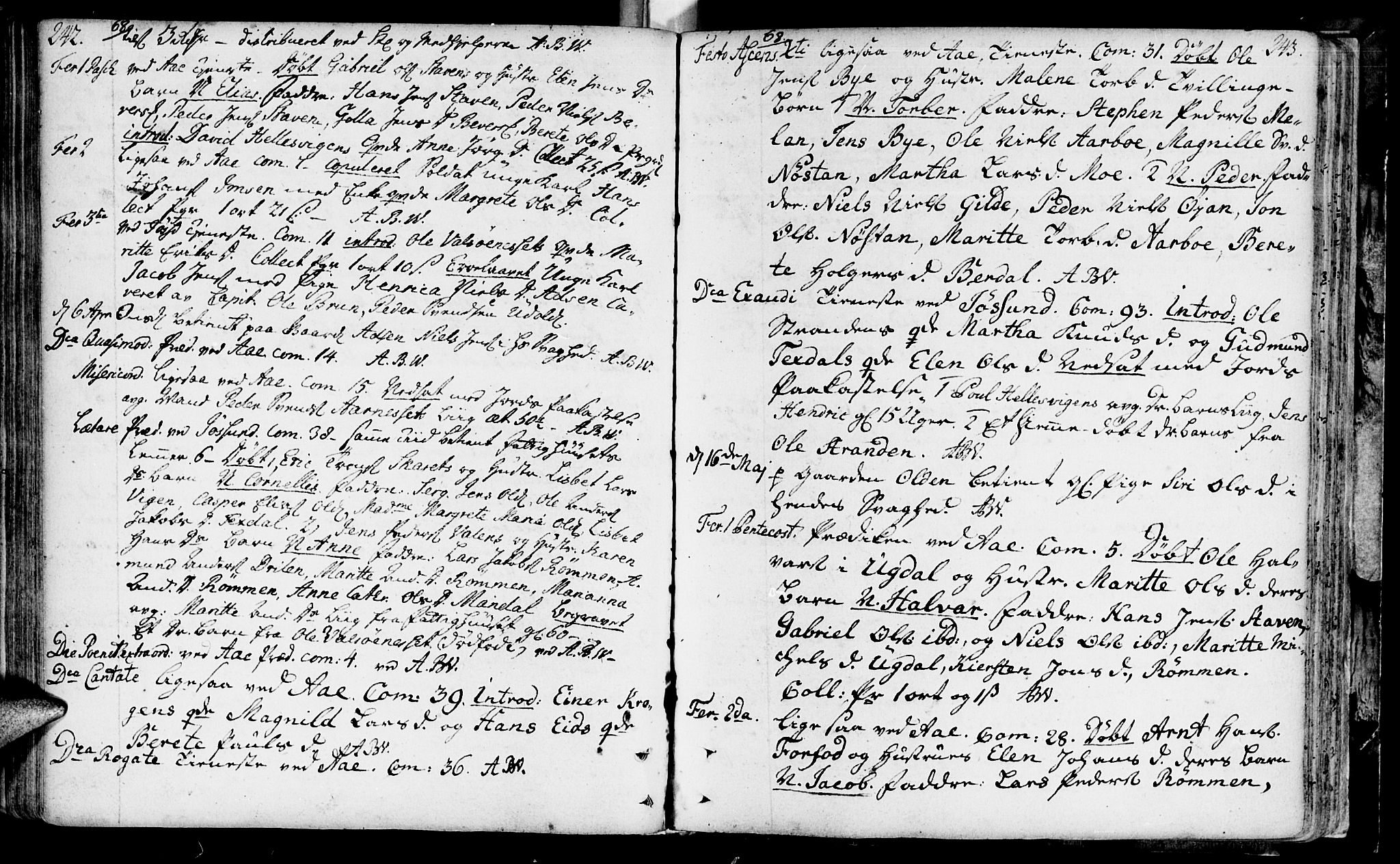 Ministerialprotokoller, klokkerbøker og fødselsregistre - Sør-Trøndelag, SAT/A-1456/655/L0672: Parish register (official) no. 655A01, 1750-1779, p. 242-243