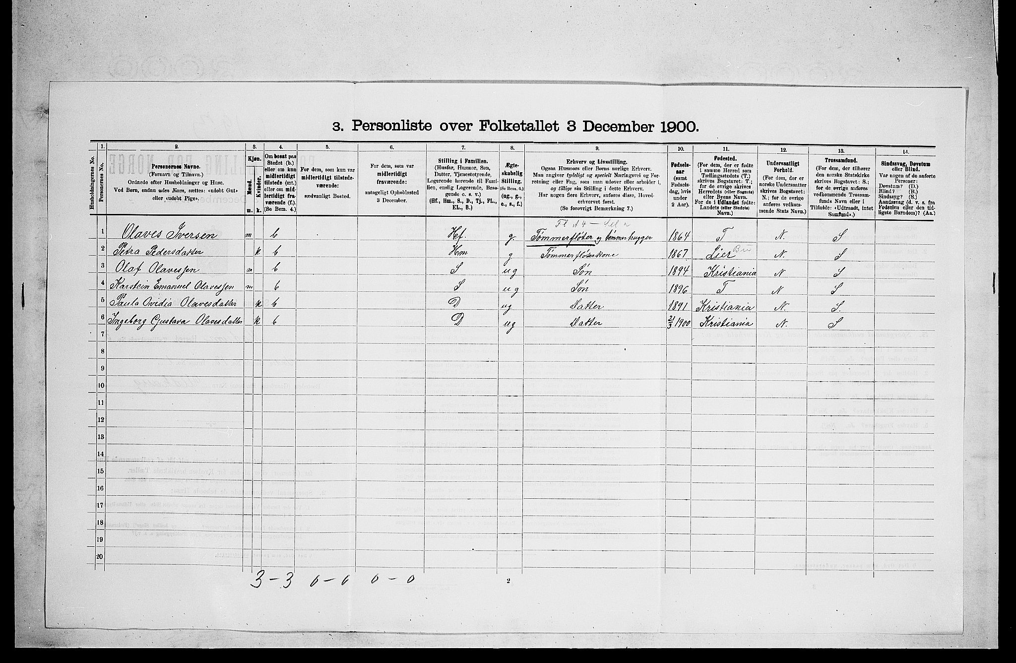 RA, 1900 census for Modum, 1900, p. 480