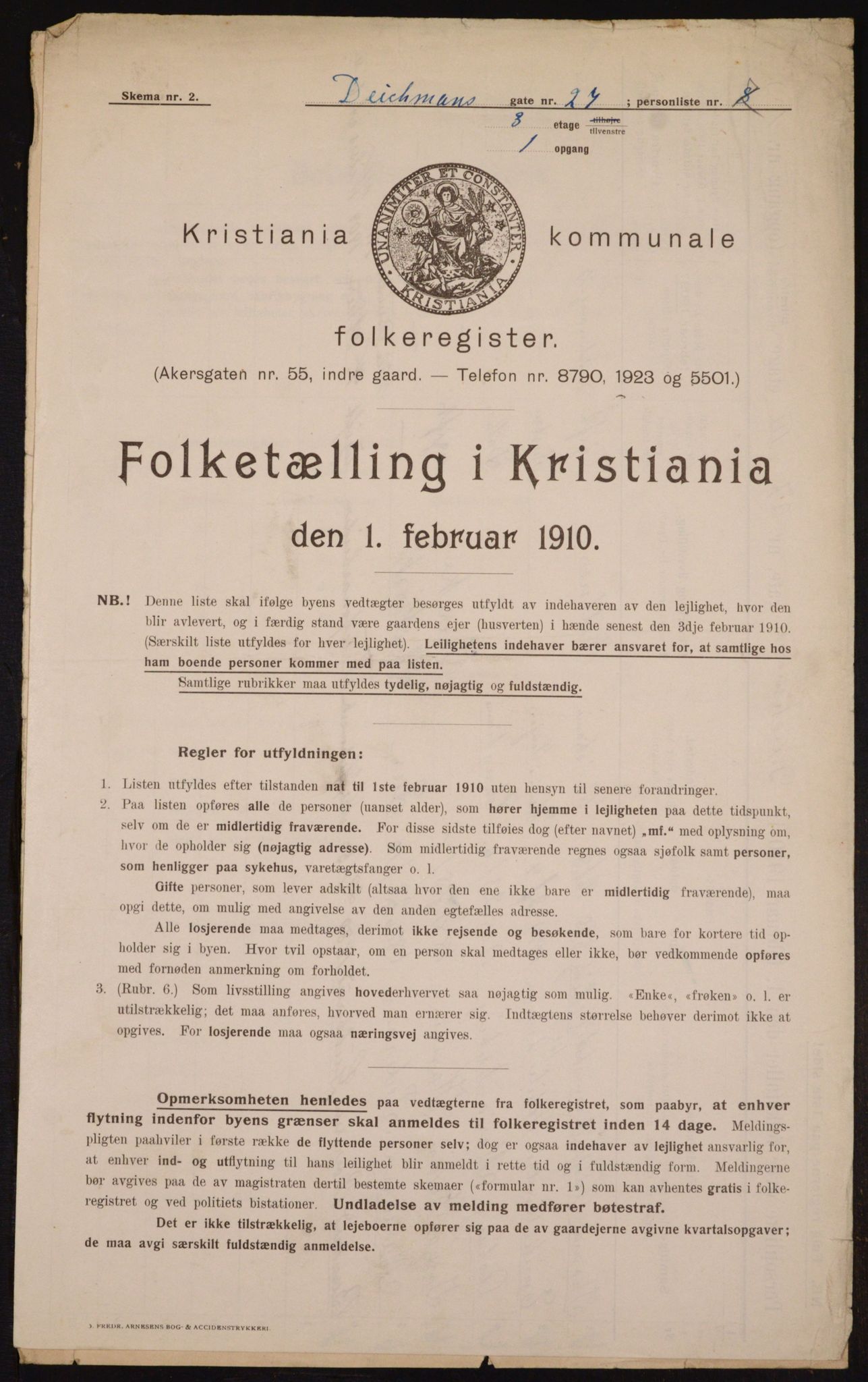 OBA, Municipal Census 1910 for Kristiania, 1910, p. 15147