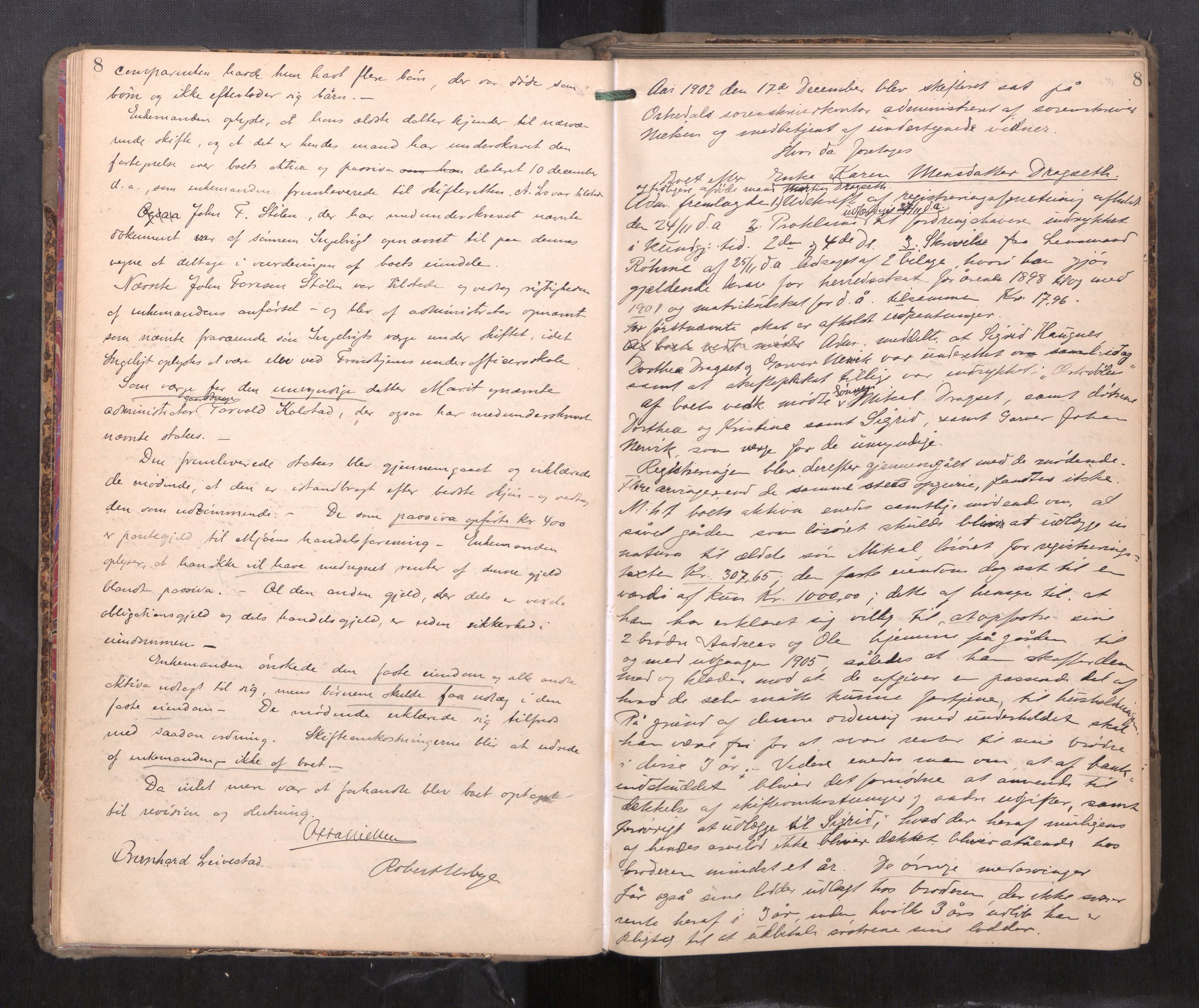 Orkdal sorenskriveri, AV/SAT-A-4169/1/3/3B/L0011: Skiftebehandlingsprotokoll, 1902-1914, p. 8