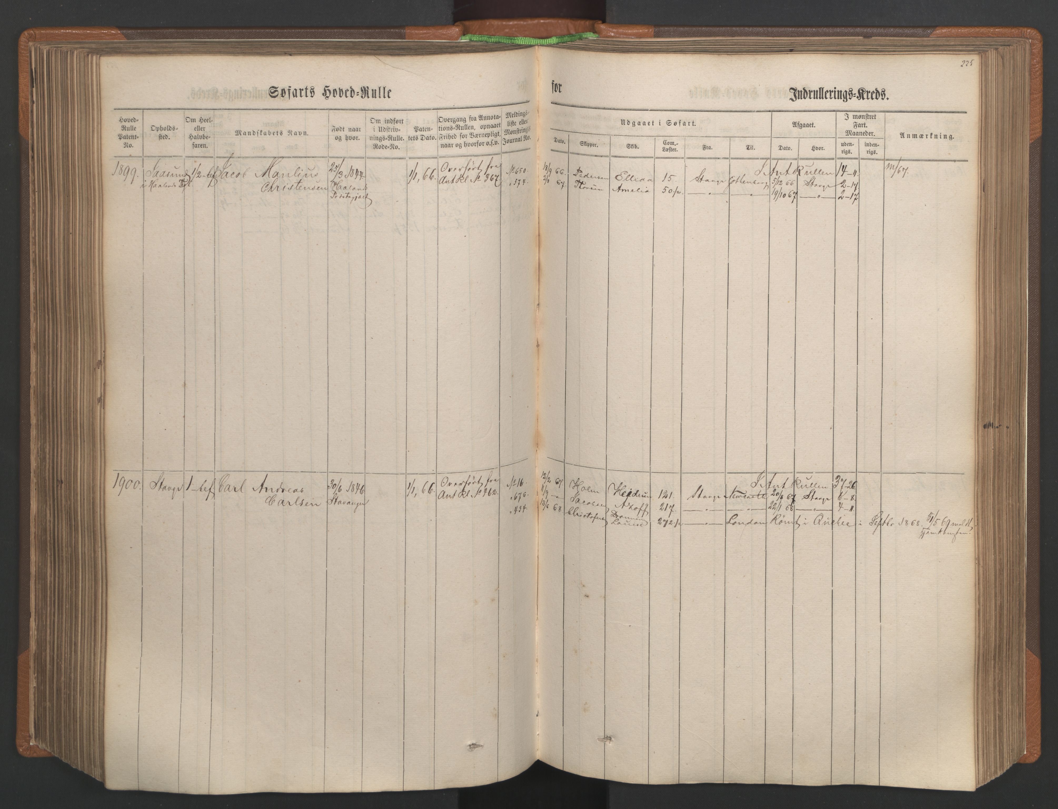 Stavanger sjømannskontor, AV/SAST-A-102006/F/Fb/Fbb/L0003: Sjøfartshovedrulle, patentnr. 1451-2270, 1863, p. 239