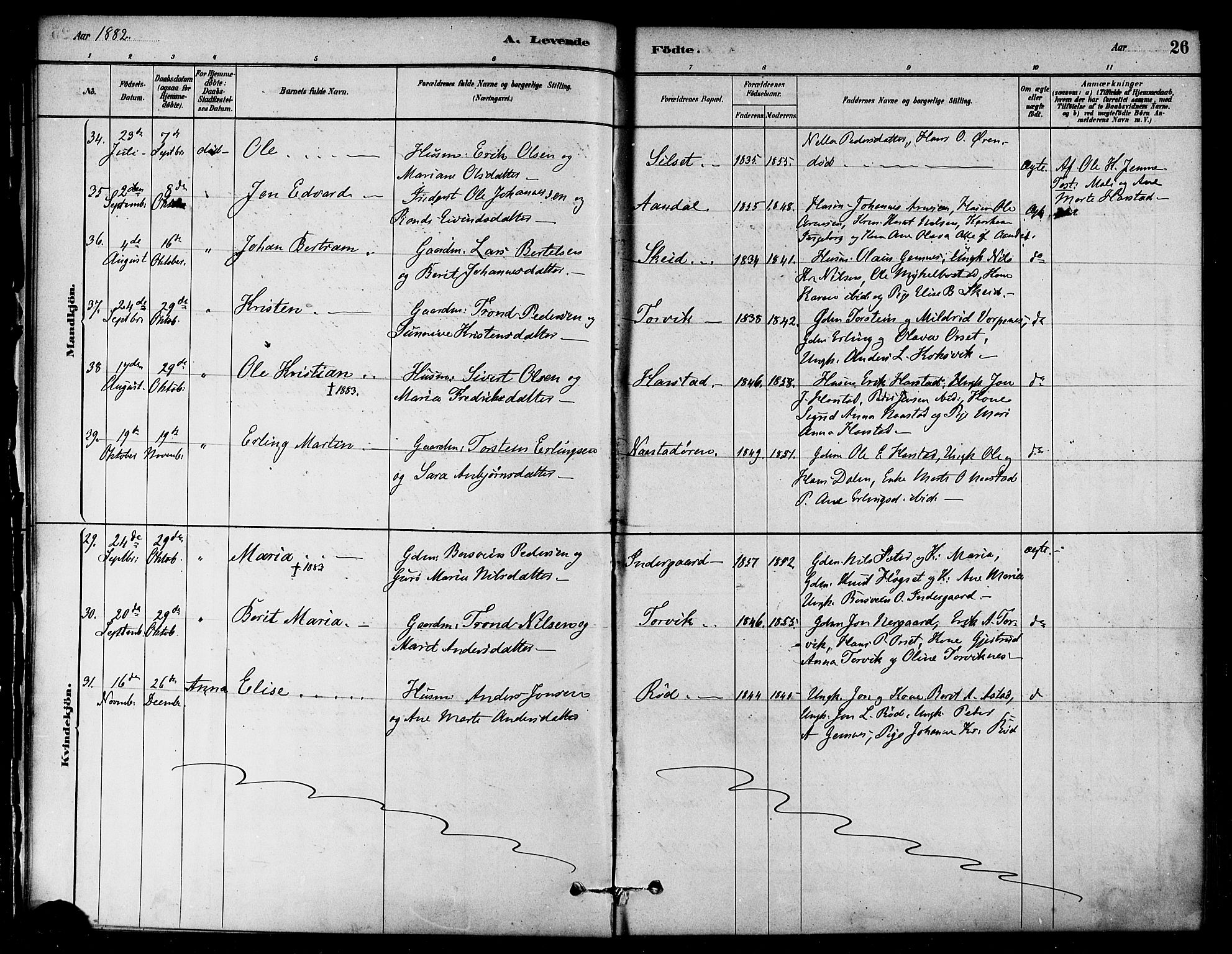 Ministerialprotokoller, klokkerbøker og fødselsregistre - Møre og Romsdal, AV/SAT-A-1454/584/L0967: Parish register (official) no. 584A07, 1879-1894, p. 26