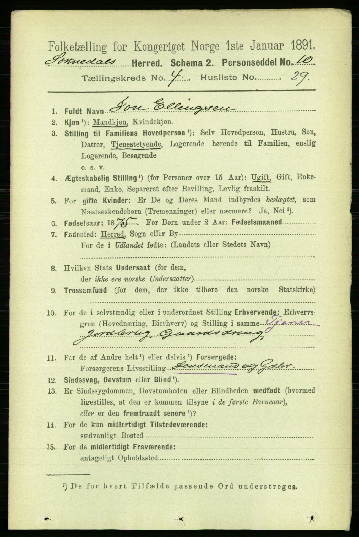 RA, 1891 census for 1649 Soknedal, 1891, p. 1786