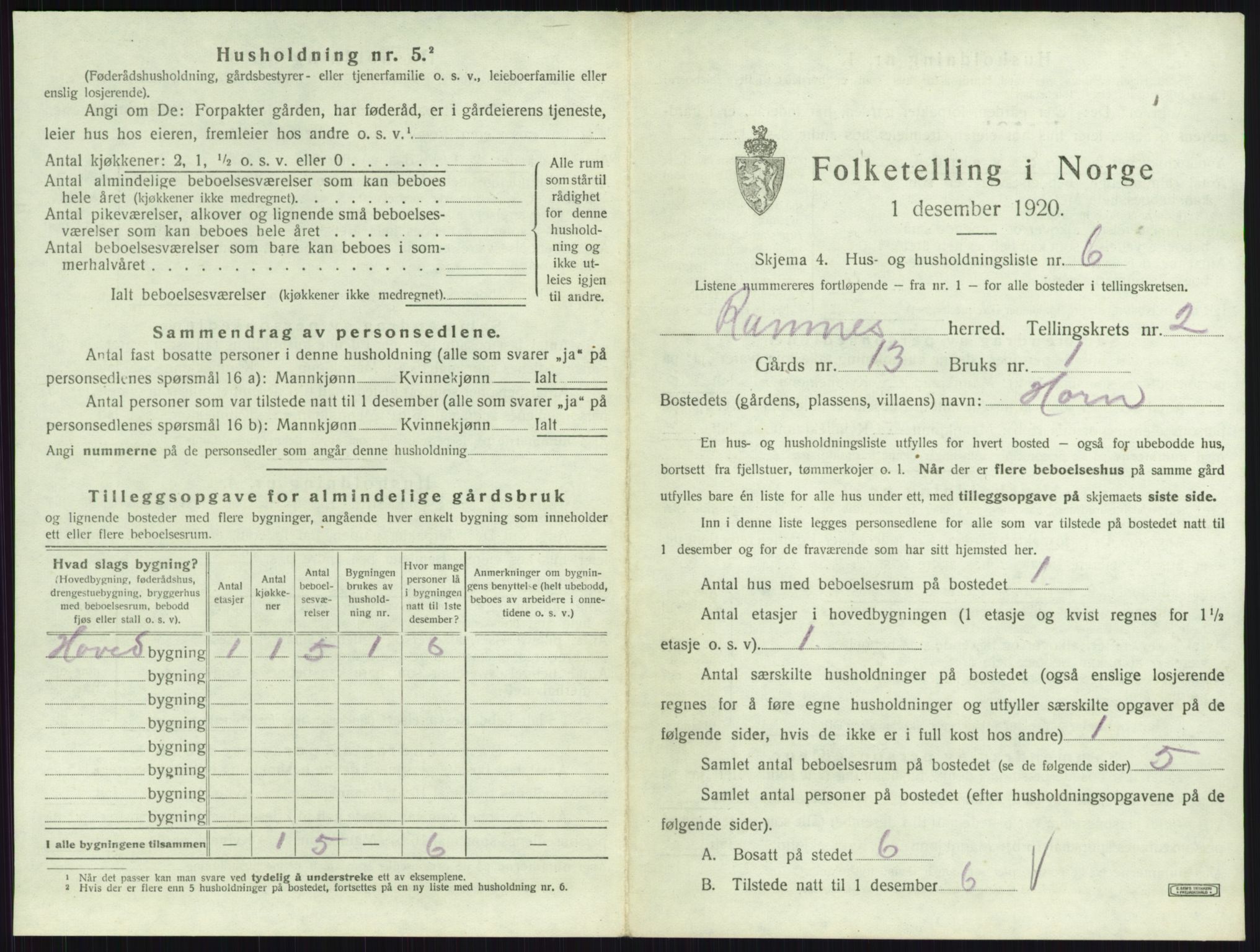 SAKO, 1920 census for Ramnes, 1920, p. 182