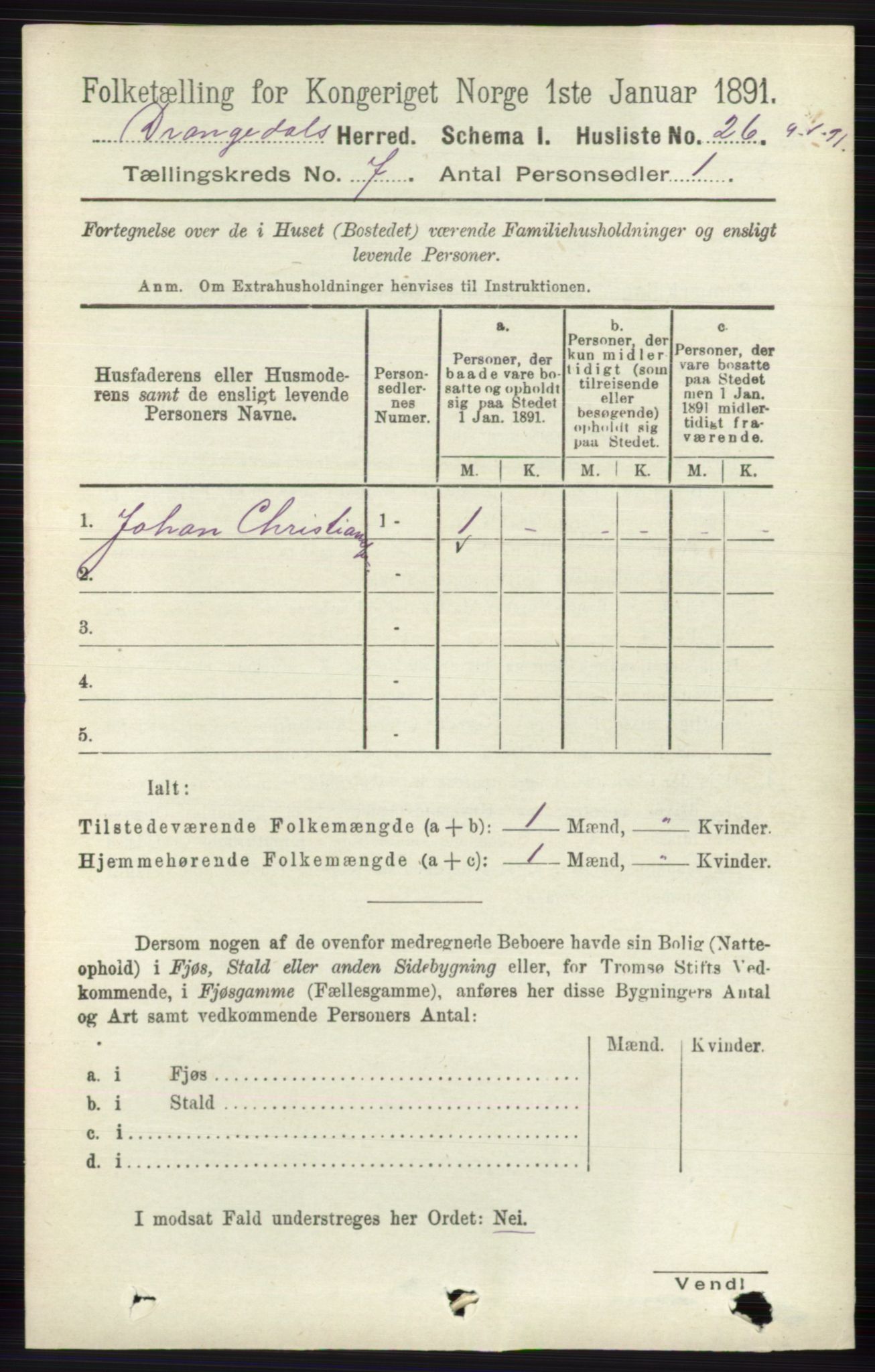 RA, 1891 census for 0817 Drangedal, 1891, p. 2393