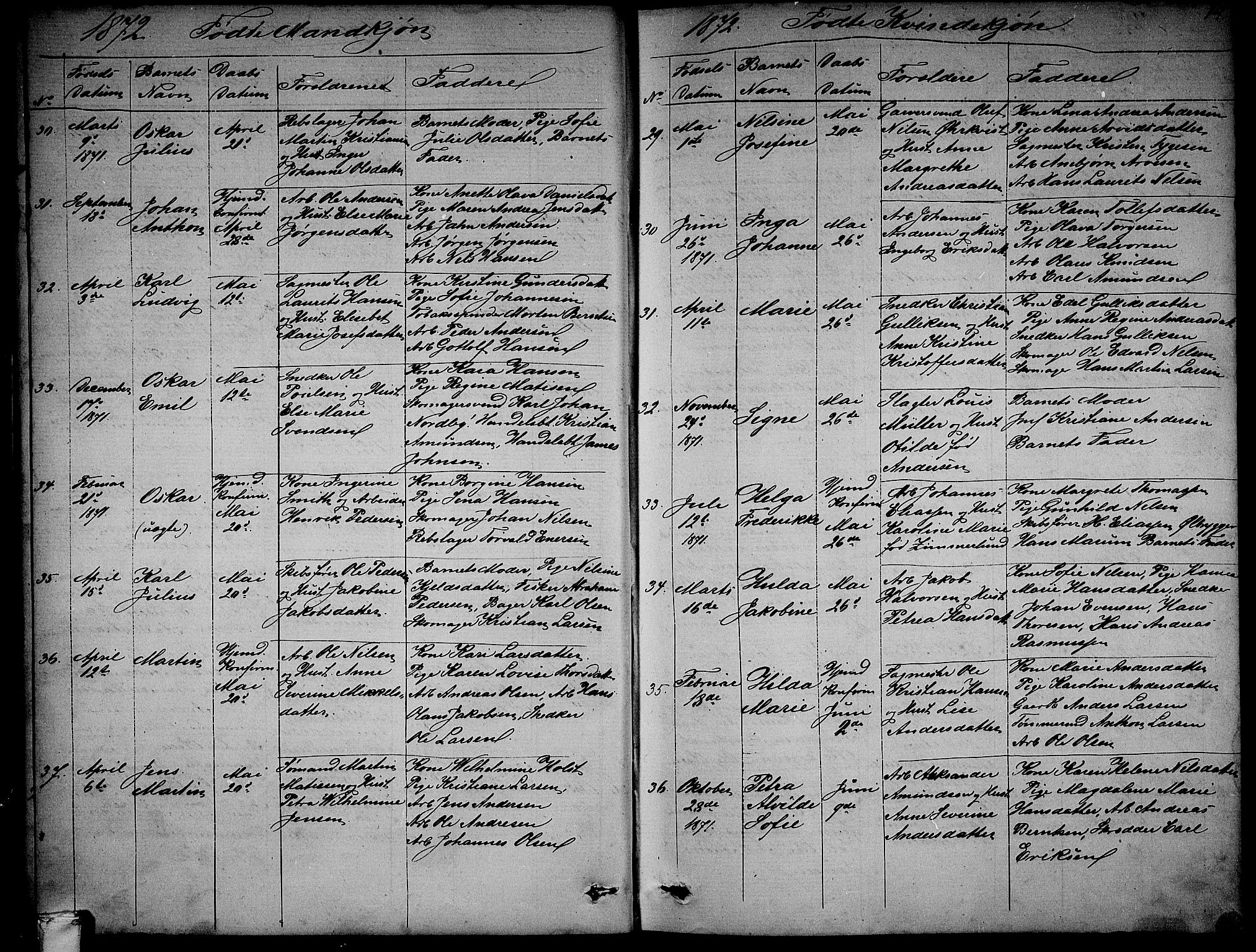 Larvik kirkebøker, AV/SAKO-A-352/G/Ga/L0004: Parish register (copy) no. I 4, 1871-1888, p. 14