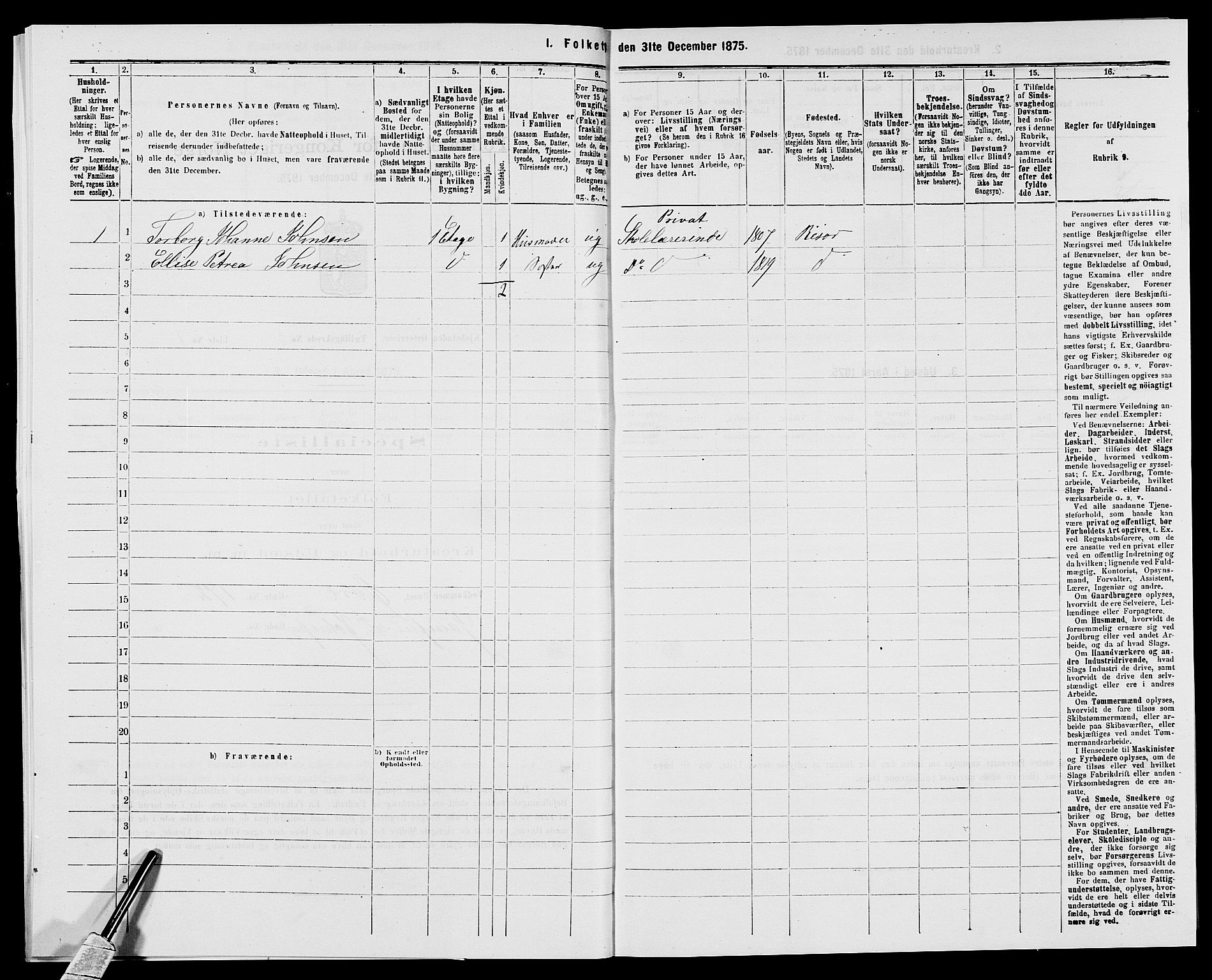 SAK, 1875 census for 0901B Risør/Risør, 1875, p. 328