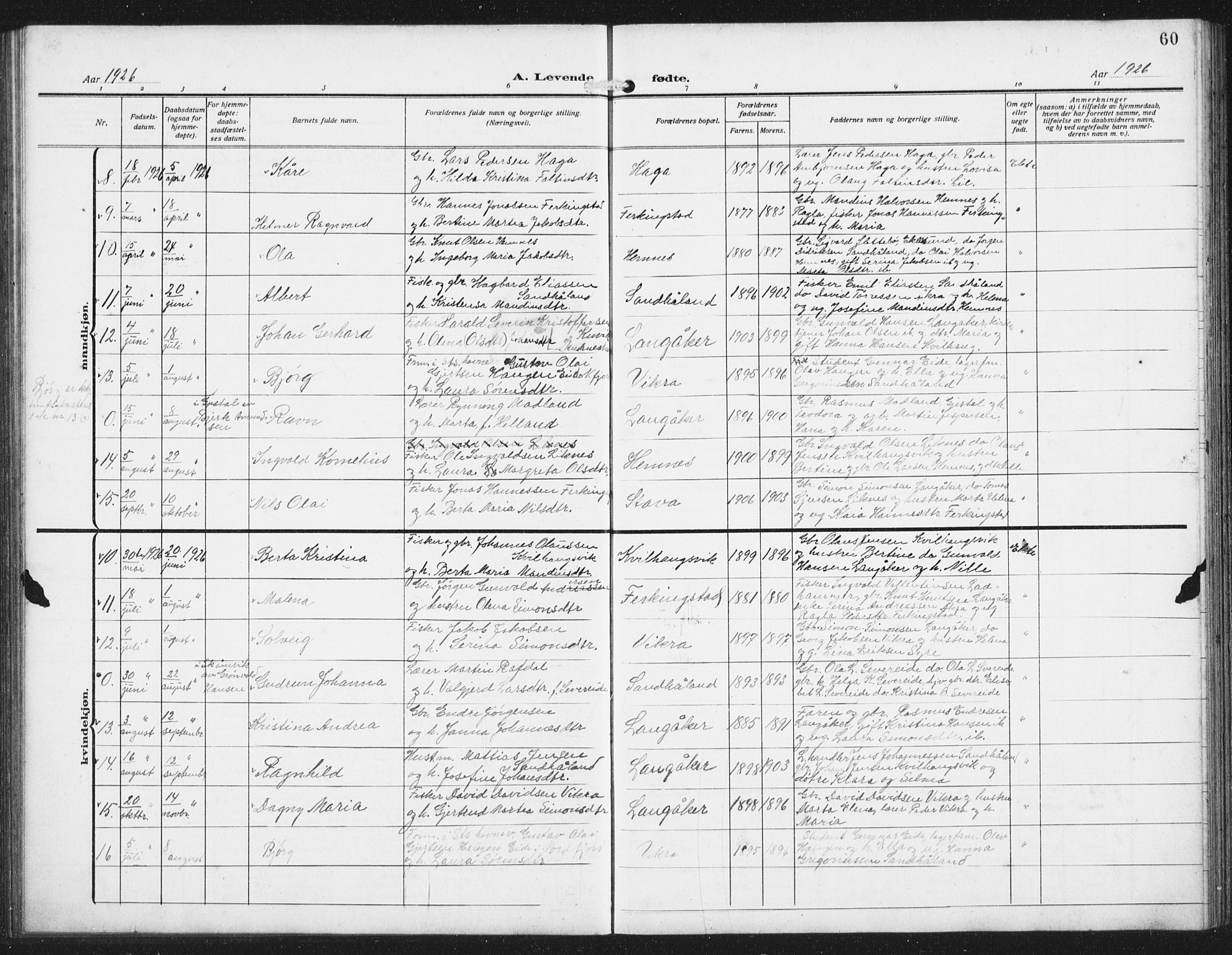 Skudenes sokneprestkontor, SAST/A -101849/H/Ha/Hab/L0011: Parish register (copy) no. B 11, 1909-1943, p. 60