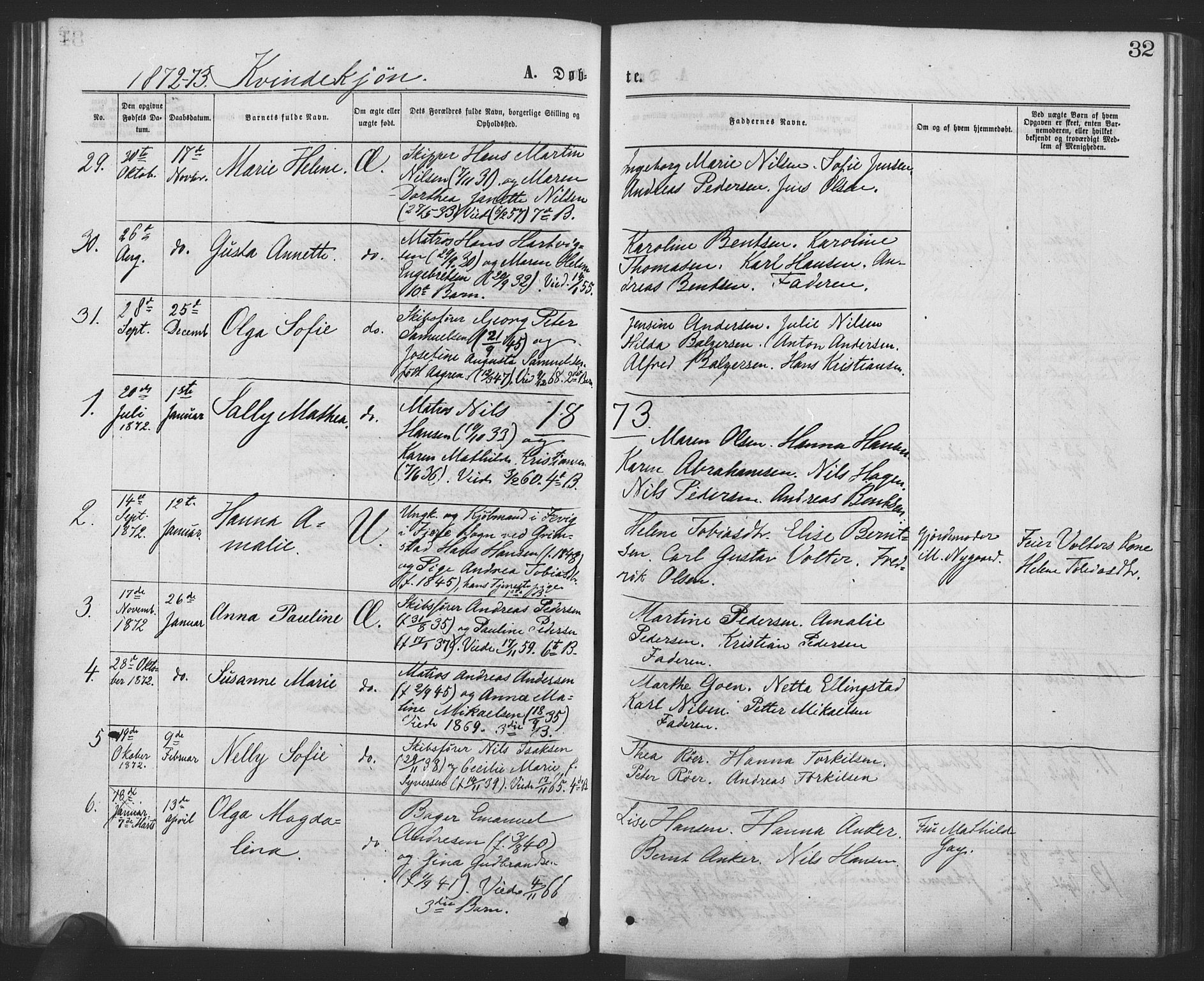 Drøbak prestekontor Kirkebøker, AV/SAO-A-10142a/F/Fa/L0003: Parish register (official) no. I 3, 1871-1877, p. 32