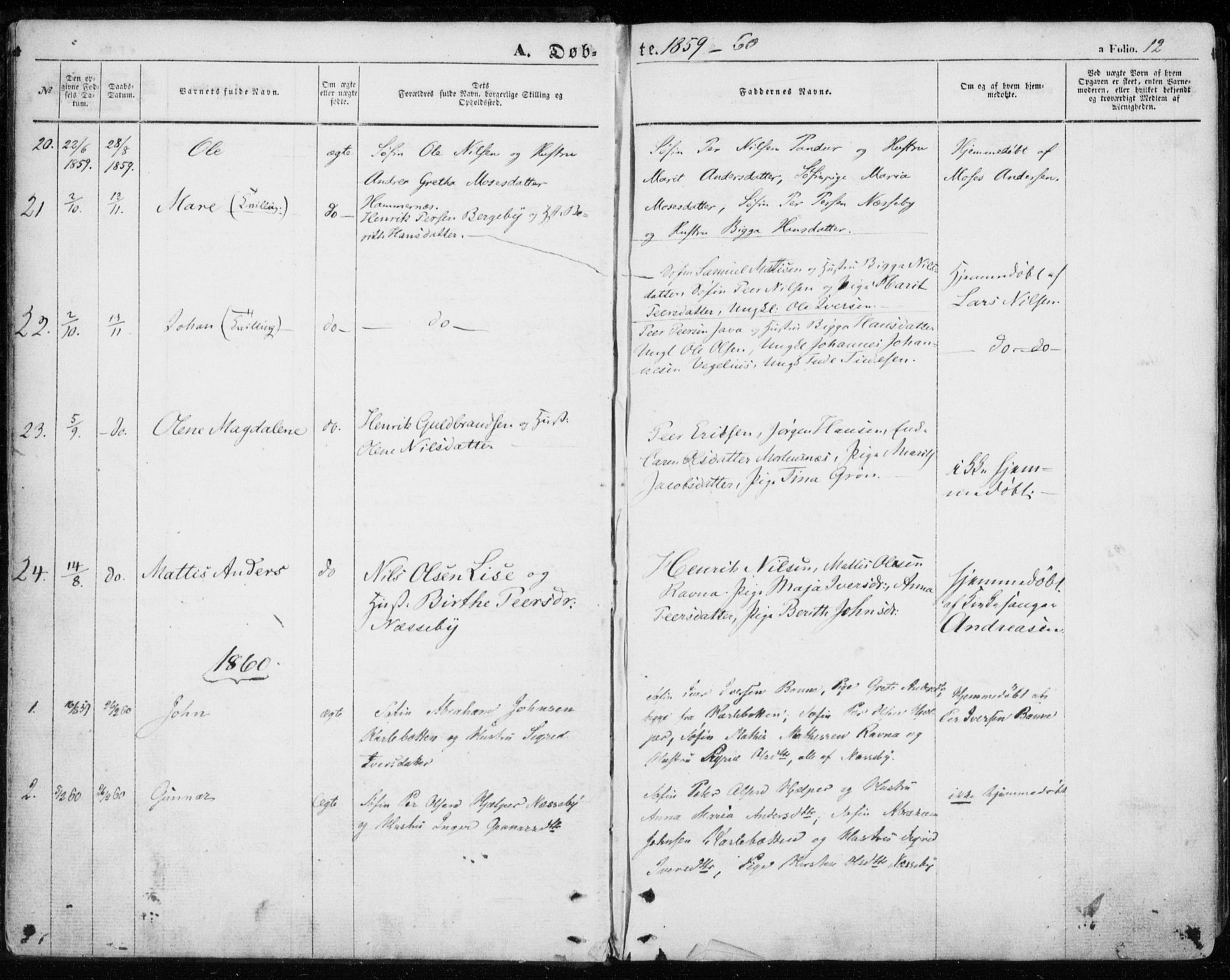 Nesseby sokneprestkontor, SATØ/S-1330/H/Ha/L0002kirke: Parish register (official) no. 2, 1856-1864, p. 12