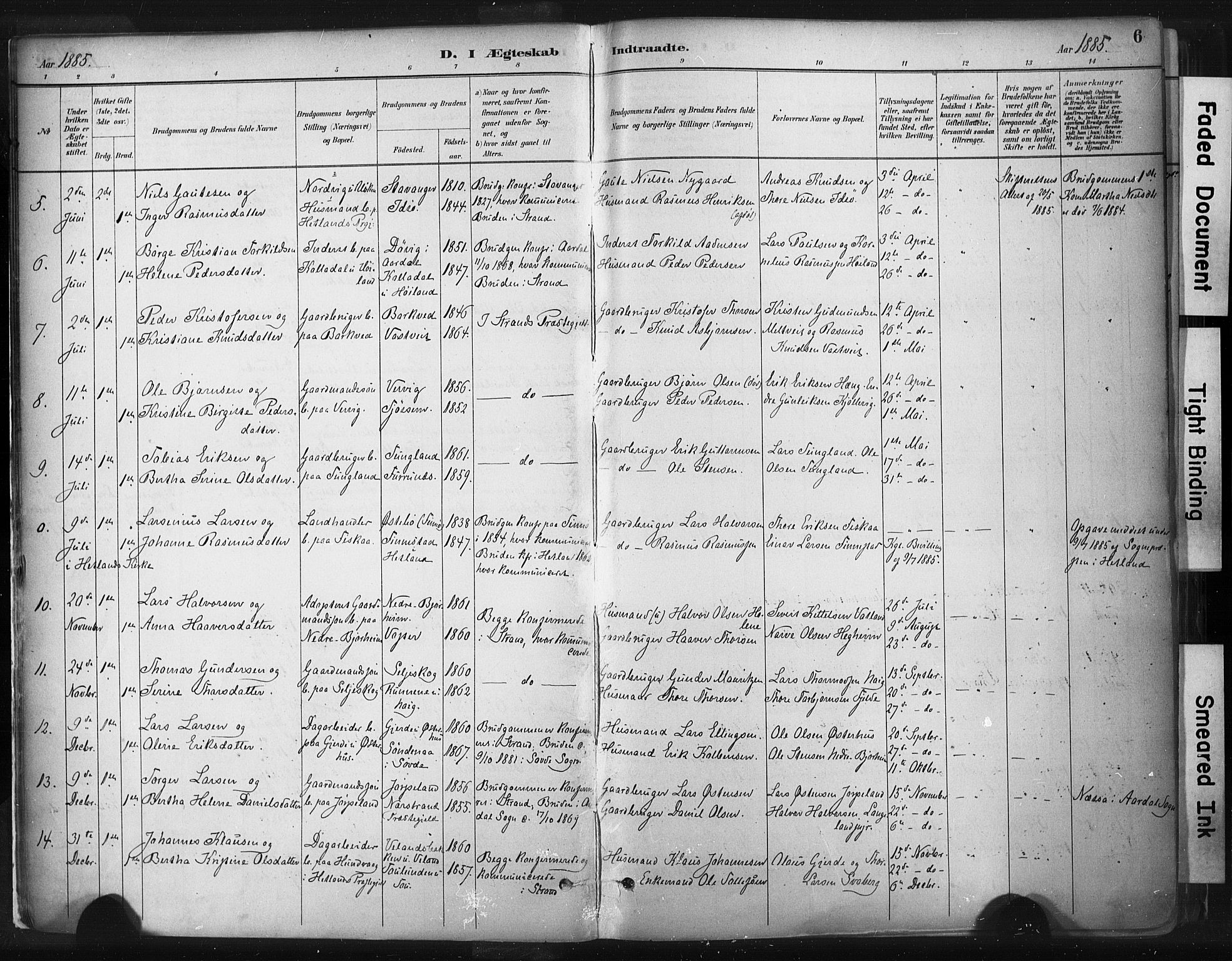 Strand sokneprestkontor, AV/SAST-A-101828/H/Ha/Haa/L0010: Parish register (official) no. A 10, 1882-1929, p. 6