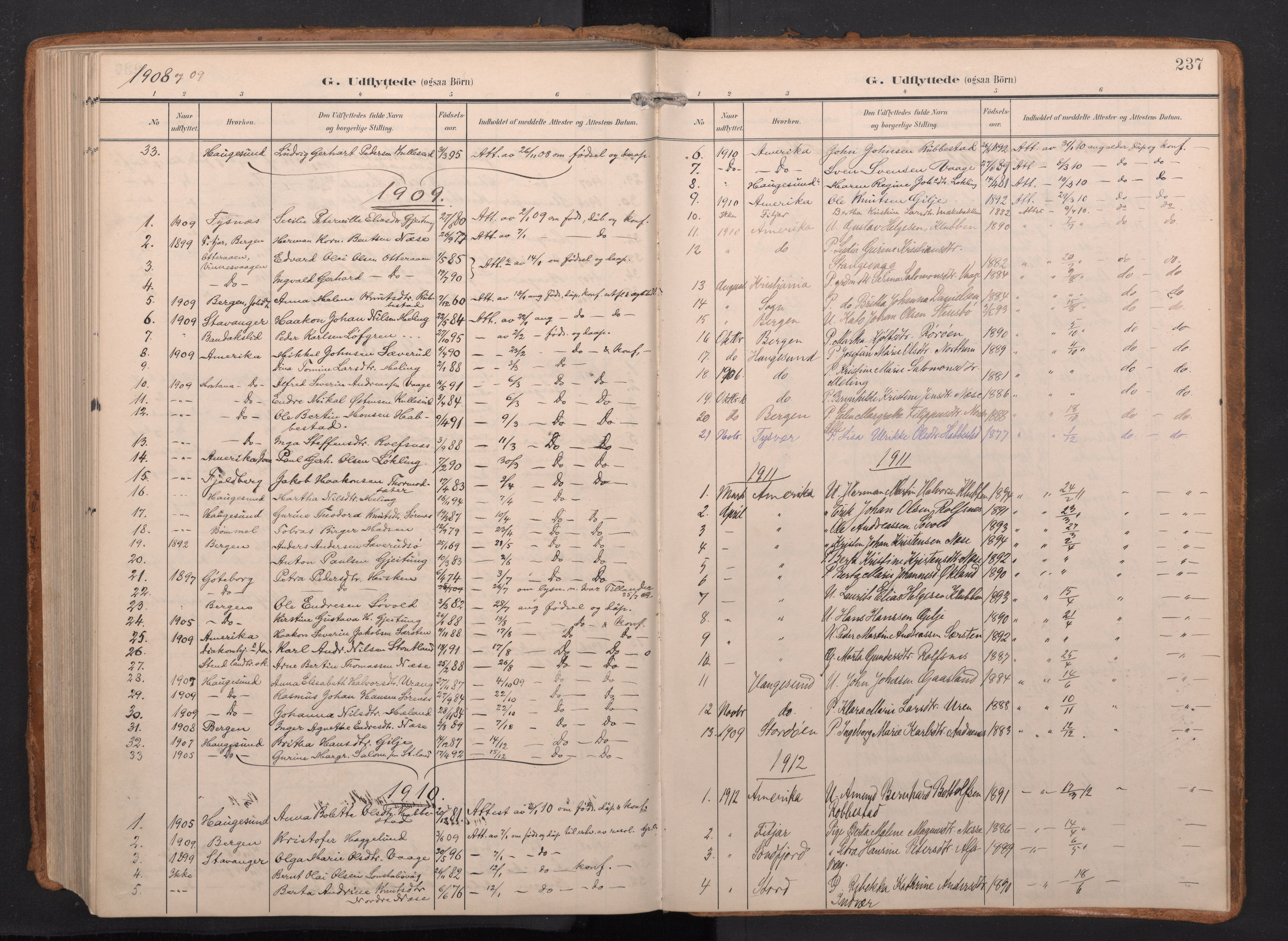 Finnås sokneprestembete, AV/SAB-A-99925/H/Ha/Haa/Haac/L0003: Parish register (official) no. C 3, 1905-1917, p. 237