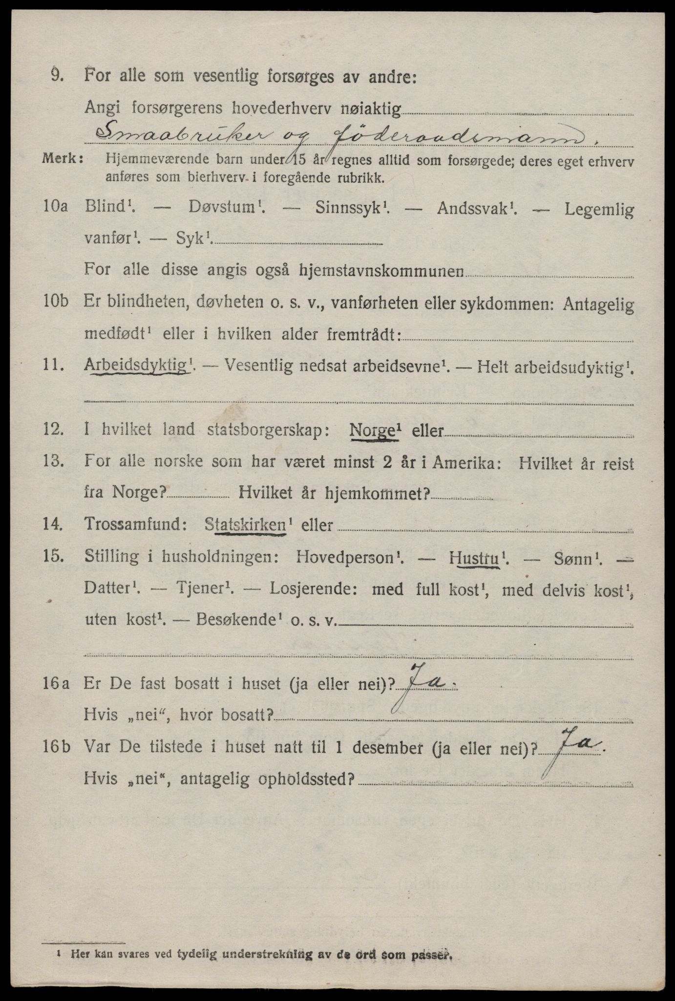 SAST, 1920 census for Skjold, 1920, p. 1697