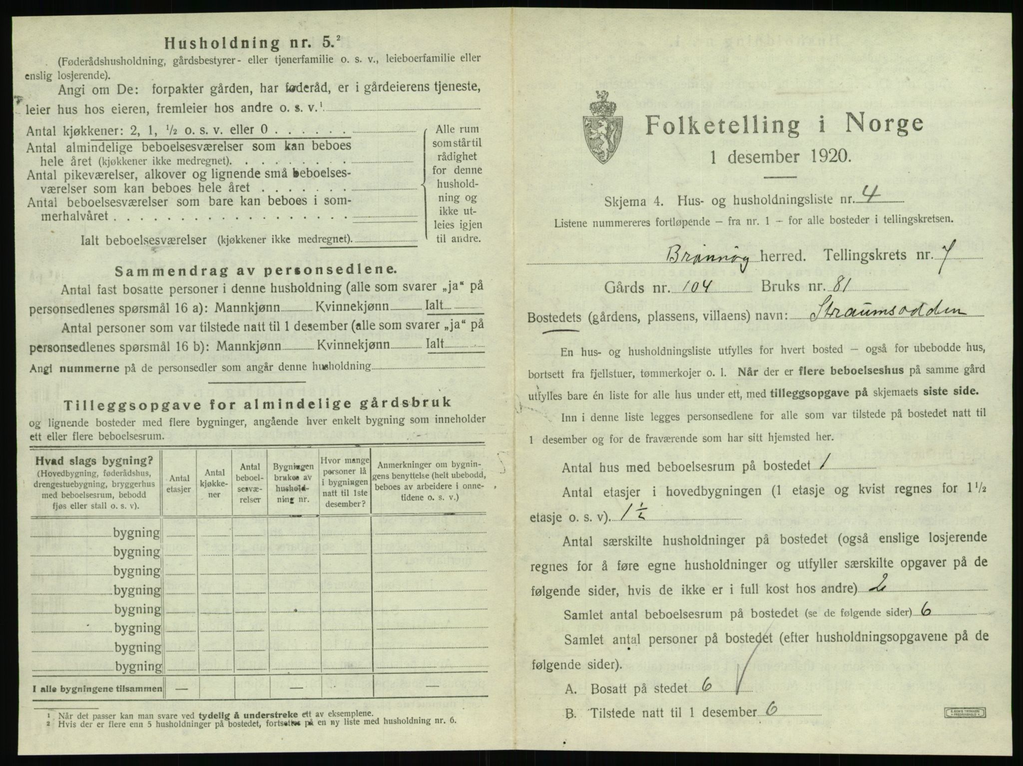 SAT, 1920 census for Brønnøy, 1920, p. 628