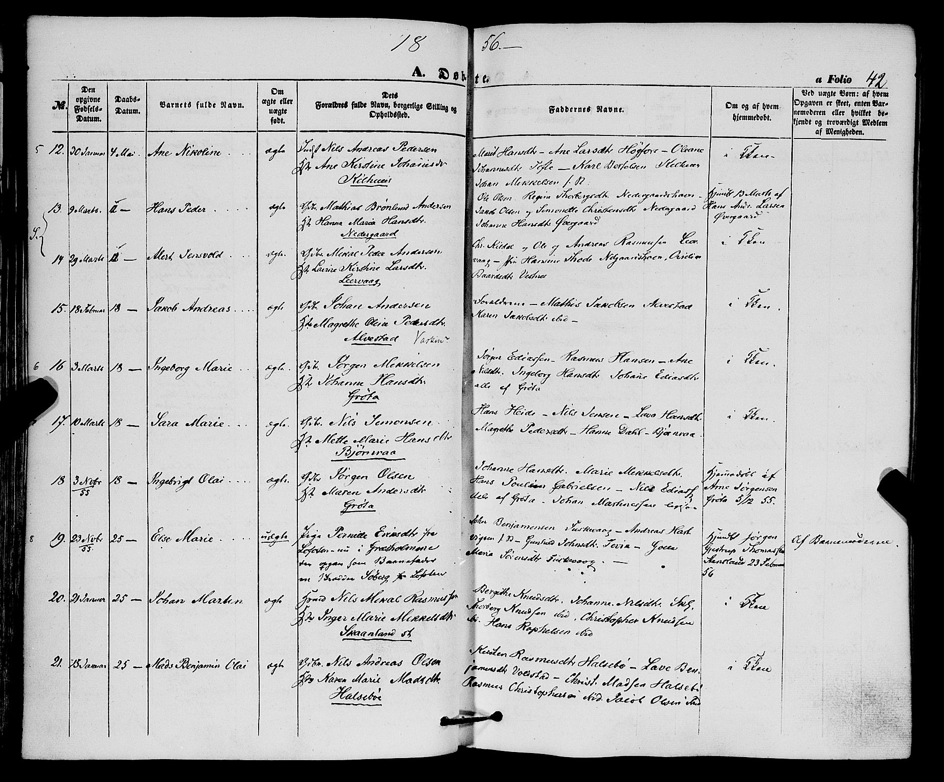 Trondenes sokneprestkontor, AV/SATØ-S-1319/H/Ha/L0011kirke: Parish register (official) no. 11, 1853-1862, p. 42