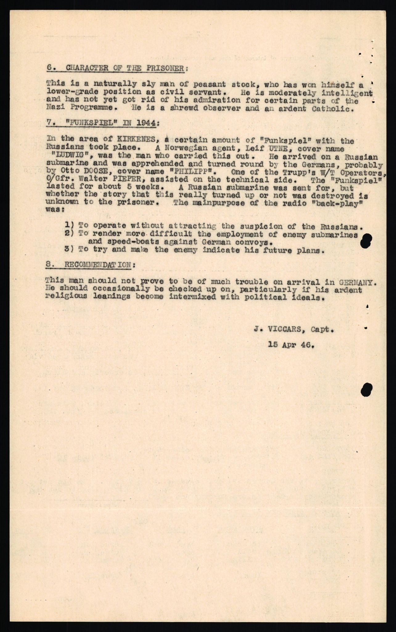 Forsvaret, Forsvarets overkommando II, AV/RA-RAFA-3915/D/Db/L0032: CI Questionaires. Tyske okkupasjonsstyrker i Norge. Tyskere., 1945-1946, p. 368