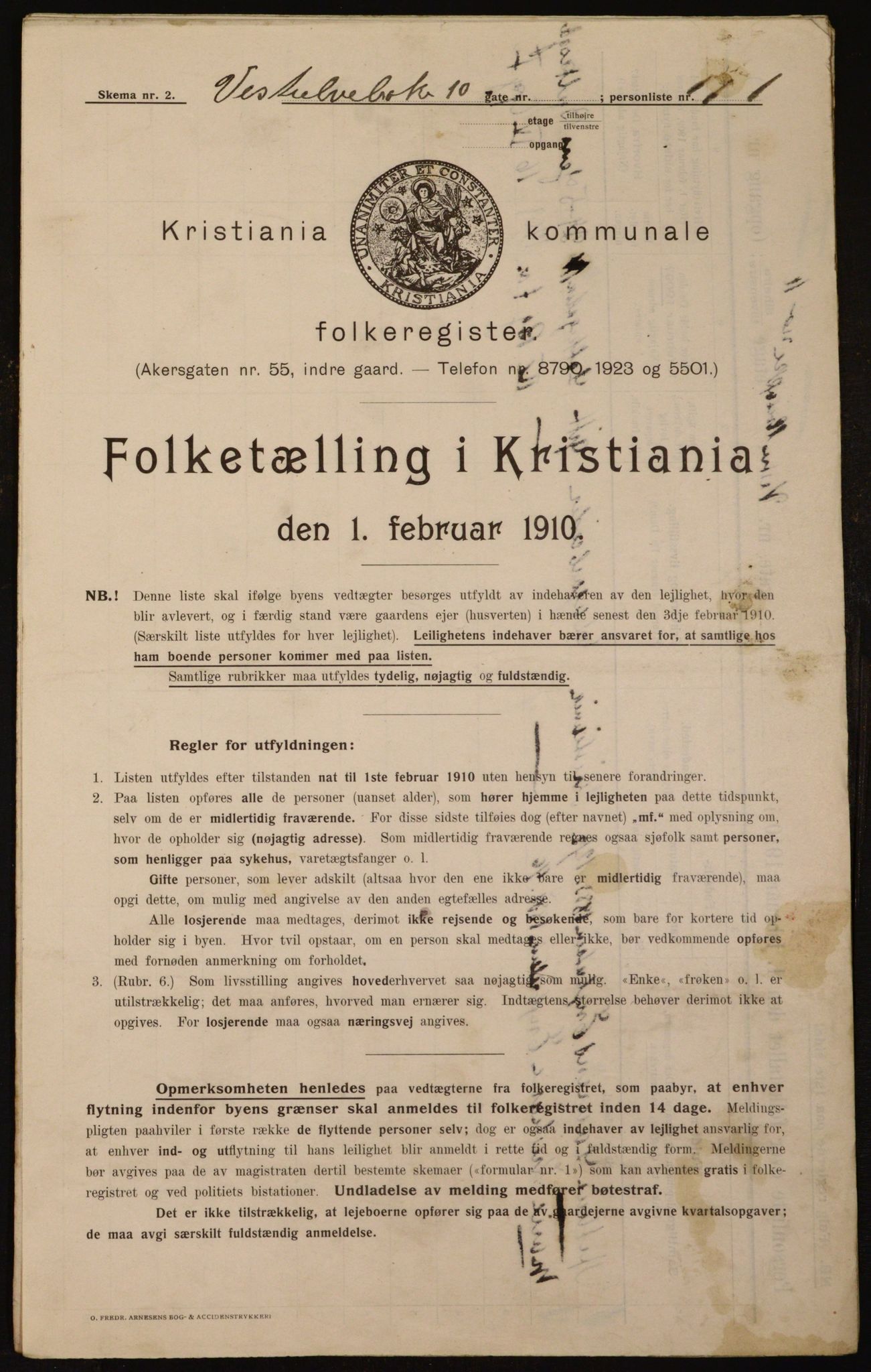 OBA, Municipal Census 1910 for Kristiania, 1910, p. 116108