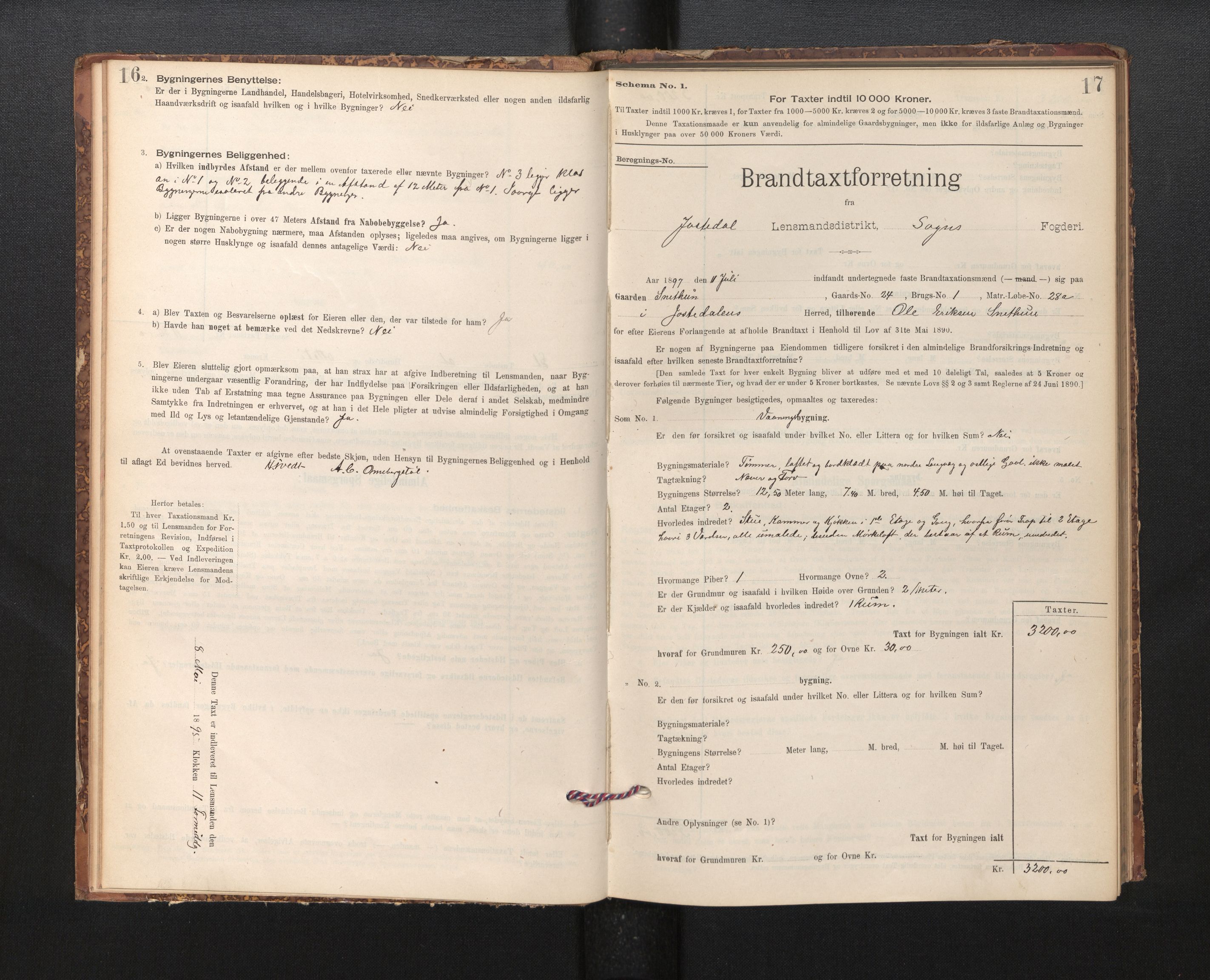 Lensmannen i Jostedal, SAB/A-28601/0012/L0003: Branntakstprotokoll, skjematakst, 1895-1906, p. 16-17