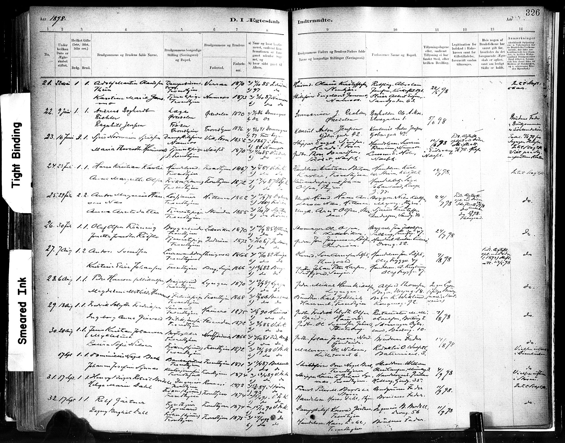 Ministerialprotokoller, klokkerbøker og fødselsregistre - Sør-Trøndelag, AV/SAT-A-1456/602/L0119: Parish register (official) no. 602A17, 1880-1901, p. 326