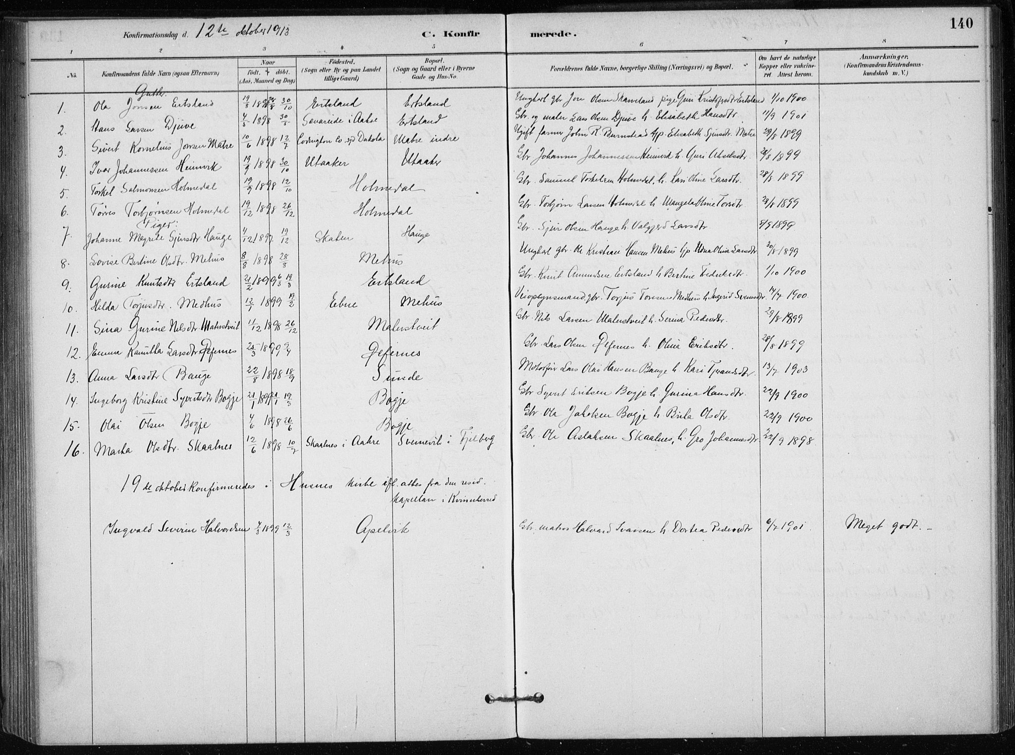 Skånevik sokneprestembete, SAB/A-77801/H/Haa: Parish register (official) no. C  1, 1879-1917, p. 140