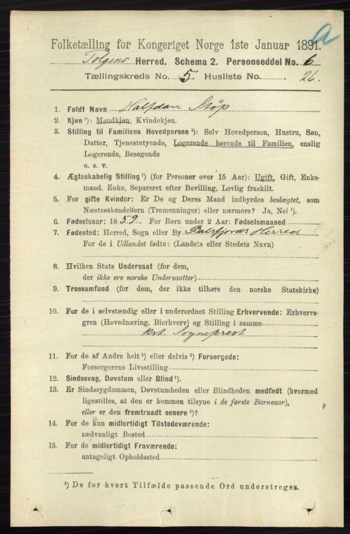 RA, 1891 census for 0436 Tolga, 1891, p. 1456