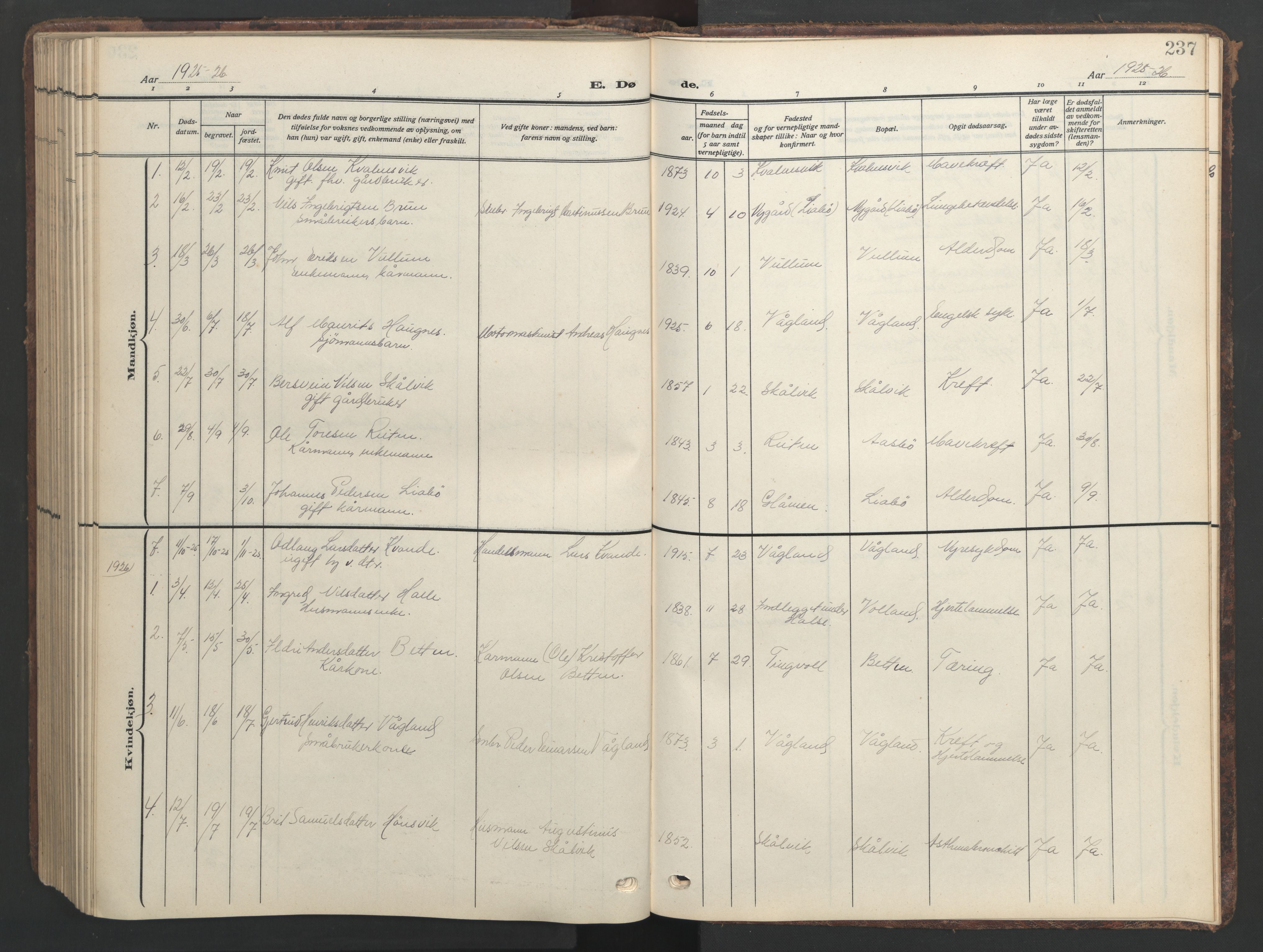 Ministerialprotokoller, klokkerbøker og fødselsregistre - Møre og Romsdal, SAT/A-1454/576/L0891: Parish register (copy) no. 576C02, 1909-1946, p. 237