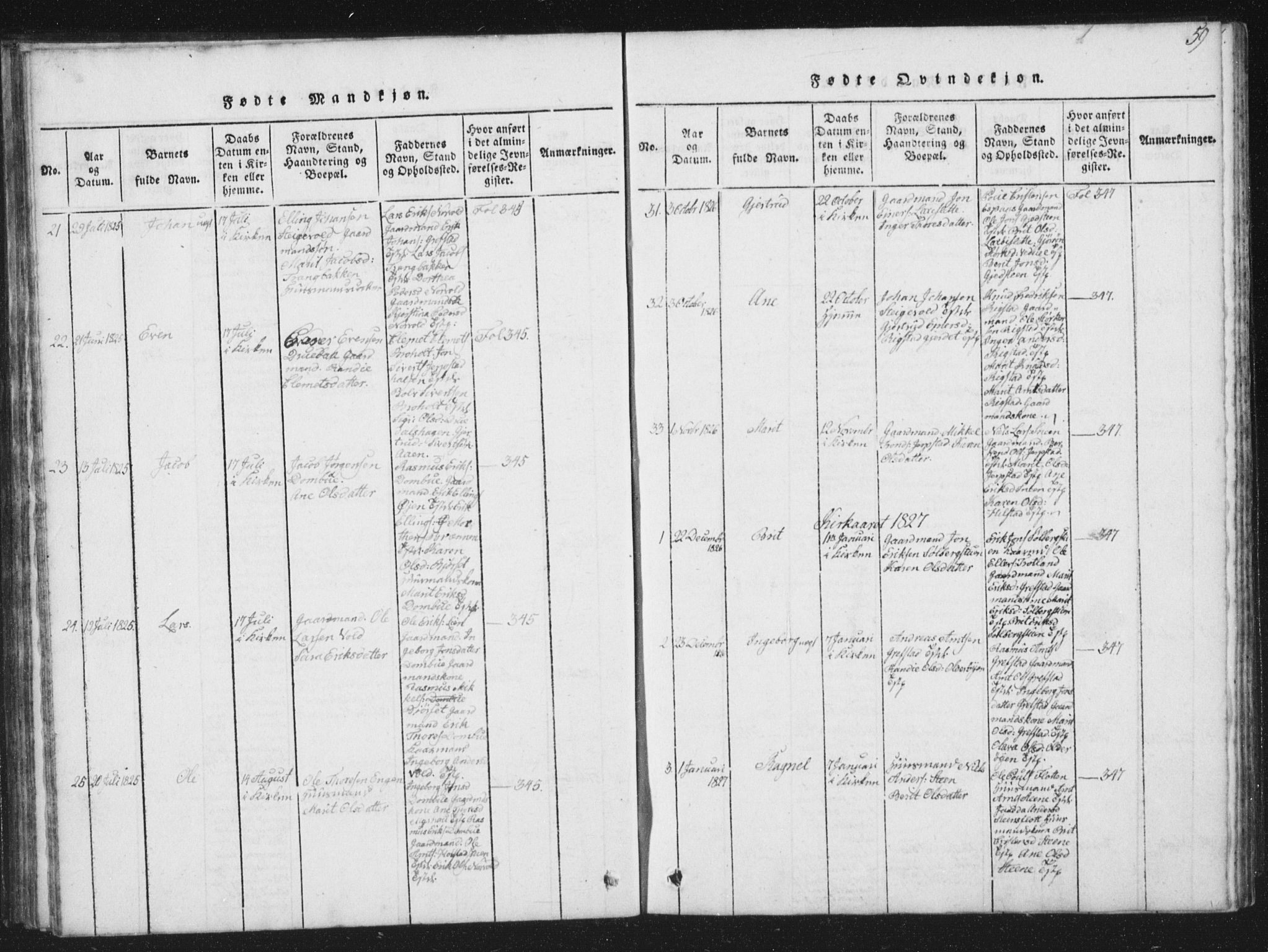 Ministerialprotokoller, klokkerbøker og fødselsregistre - Sør-Trøndelag, AV/SAT-A-1456/672/L0862: Parish register (copy) no. 672C01, 1816-1831, p. 59