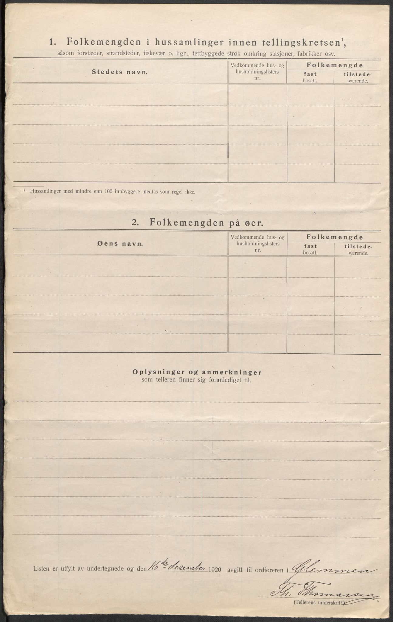 SAO, 1920 census for Glemmen, 1920, p. 51