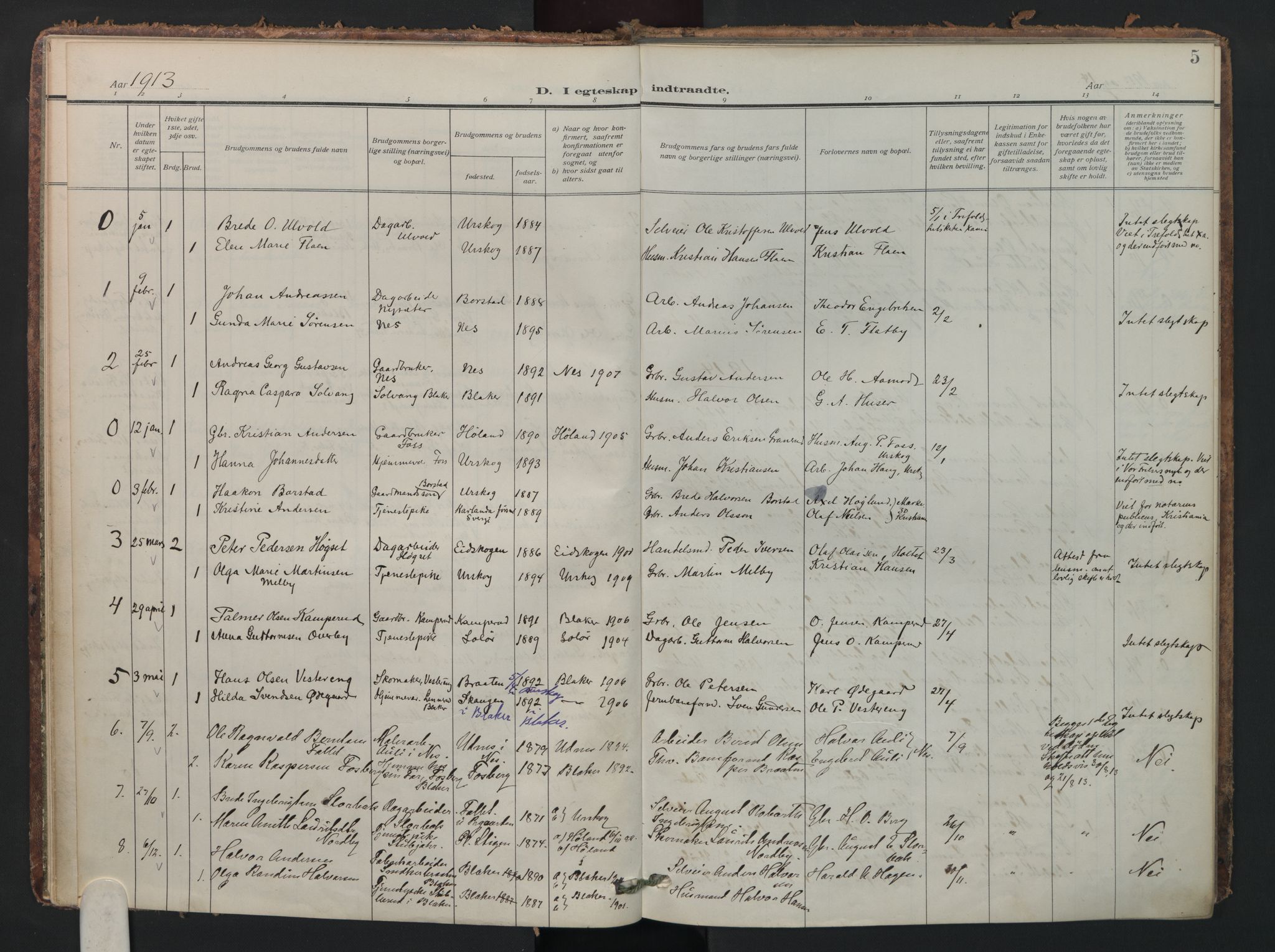 Aurskog prestekontor Kirkebøker, SAO/A-10304a/F/Fa/L0016: Parish register (official) no. I 16, 1910-1934, p. 5