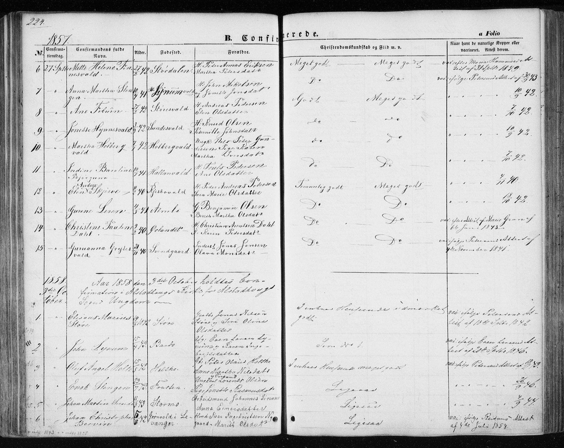 Ministerialprotokoller, klokkerbøker og fødselsregistre - Nord-Trøndelag, SAT/A-1458/717/L0154: Parish register (official) no. 717A07 /1, 1850-1862, p. 224