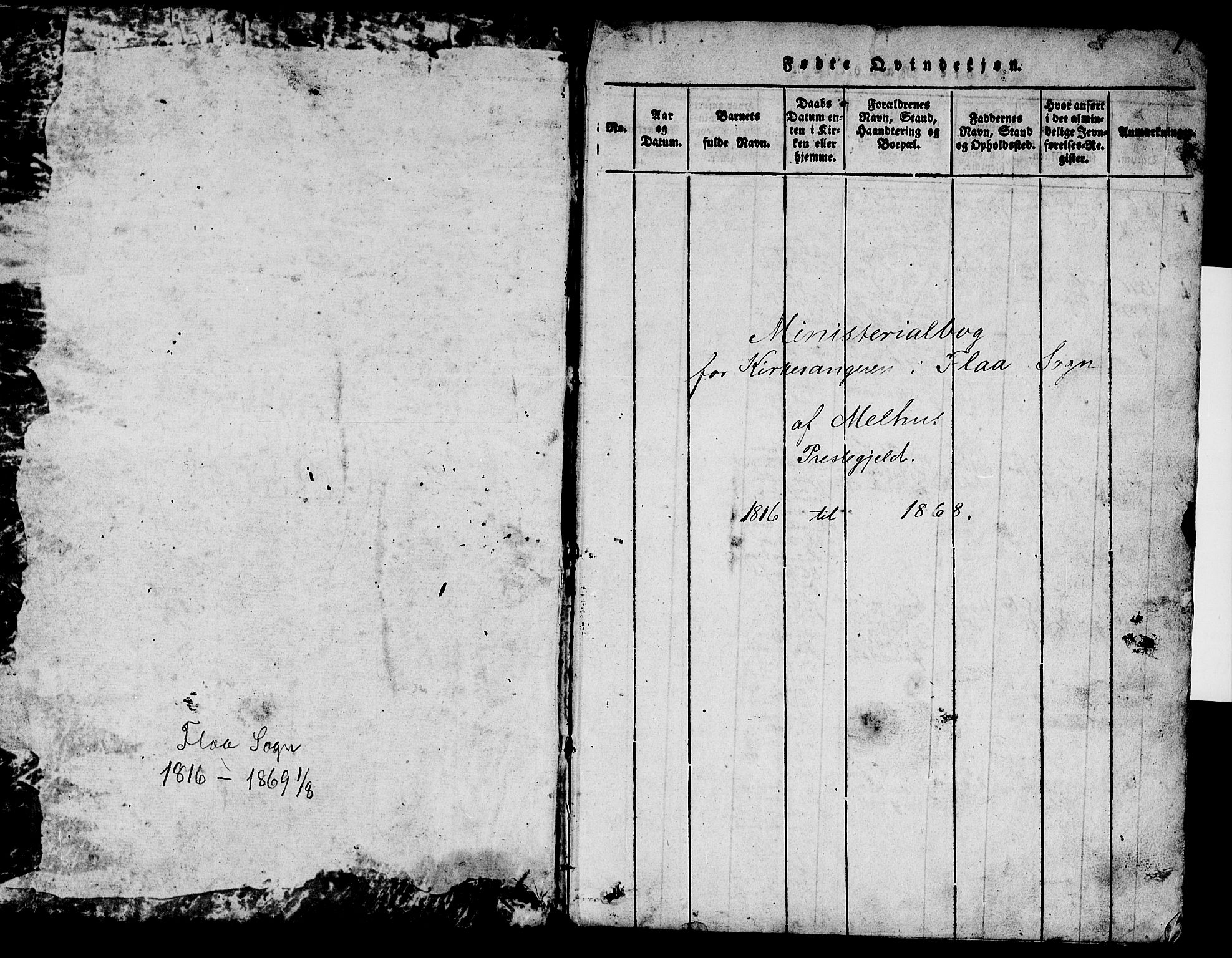 Ministerialprotokoller, klokkerbøker og fødselsregistre - Sør-Trøndelag, AV/SAT-A-1456/693/L1121: Parish register (copy) no. 693C02, 1816-1869, p. 1