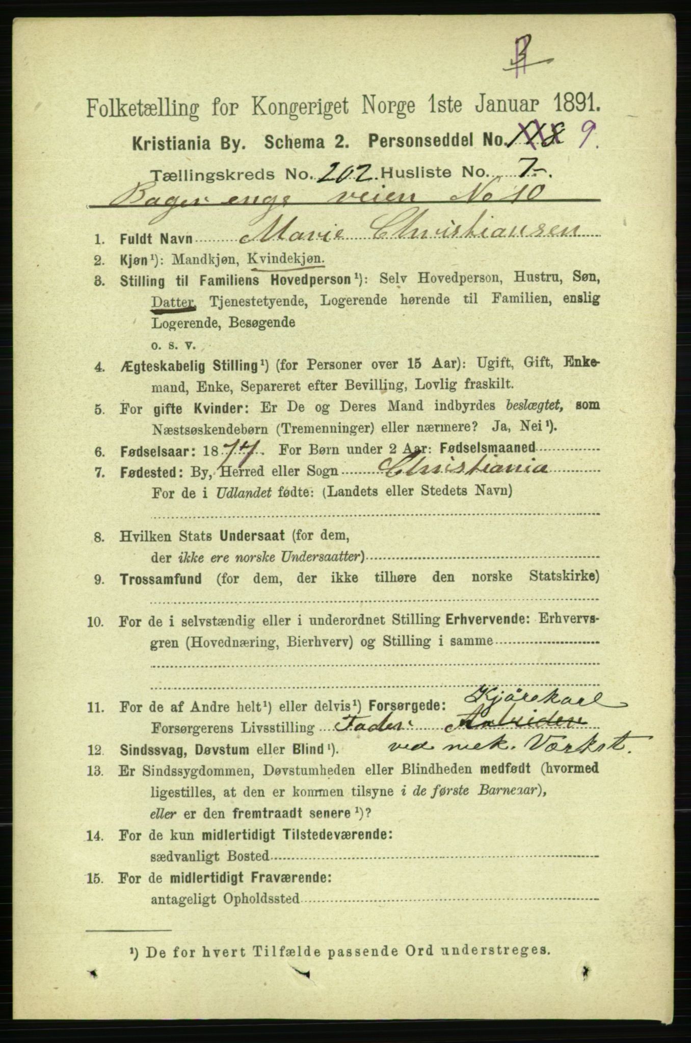 RA, 1891 census for 0301 Kristiania, 1891, p. 121638