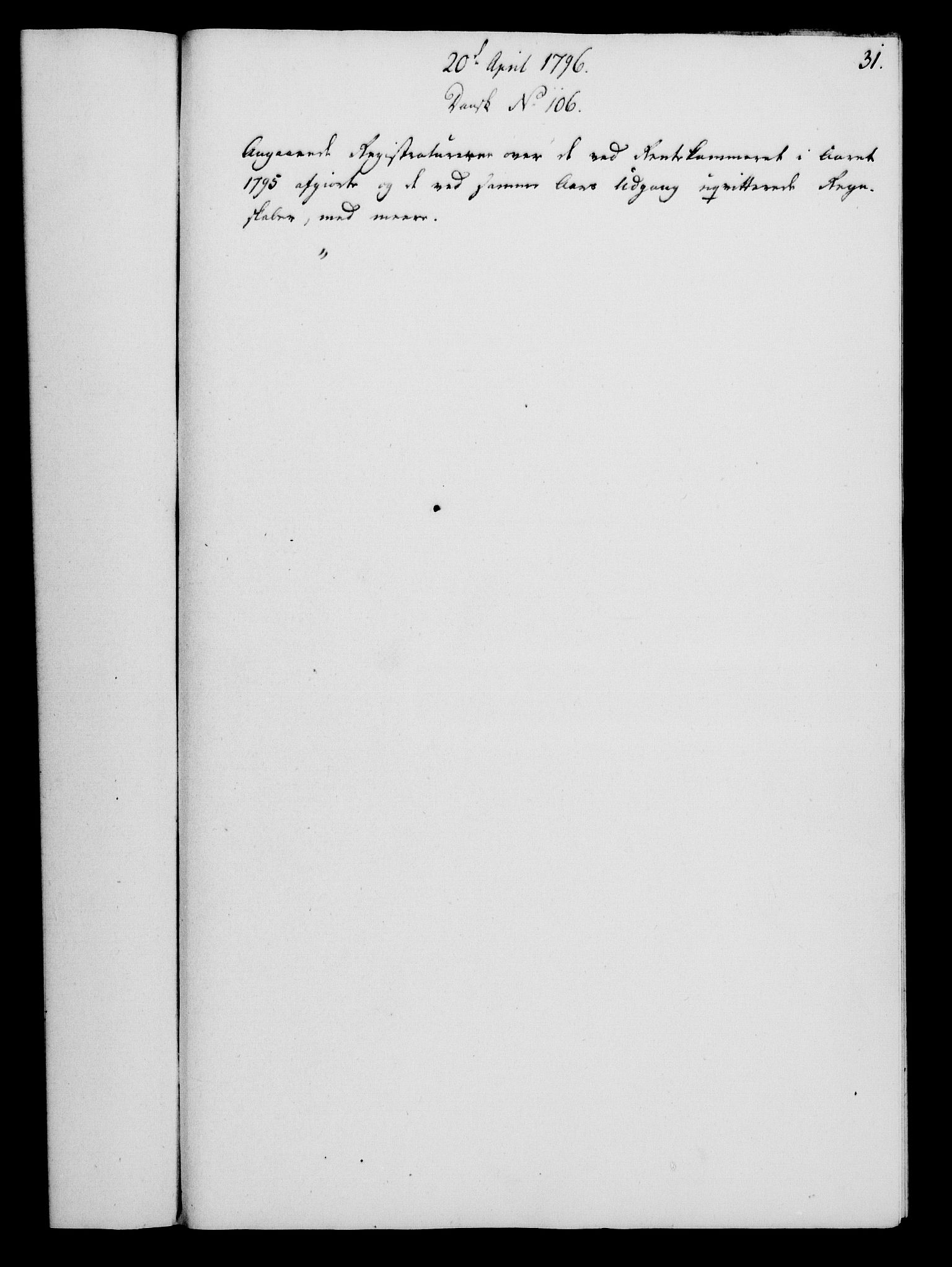 Rentekammeret, Kammerkanselliet, RA/EA-3111/G/Gf/Gfa/L0078: Norsk relasjons- og resolusjonsprotokoll (merket RK 52.78), 1796, p. 168