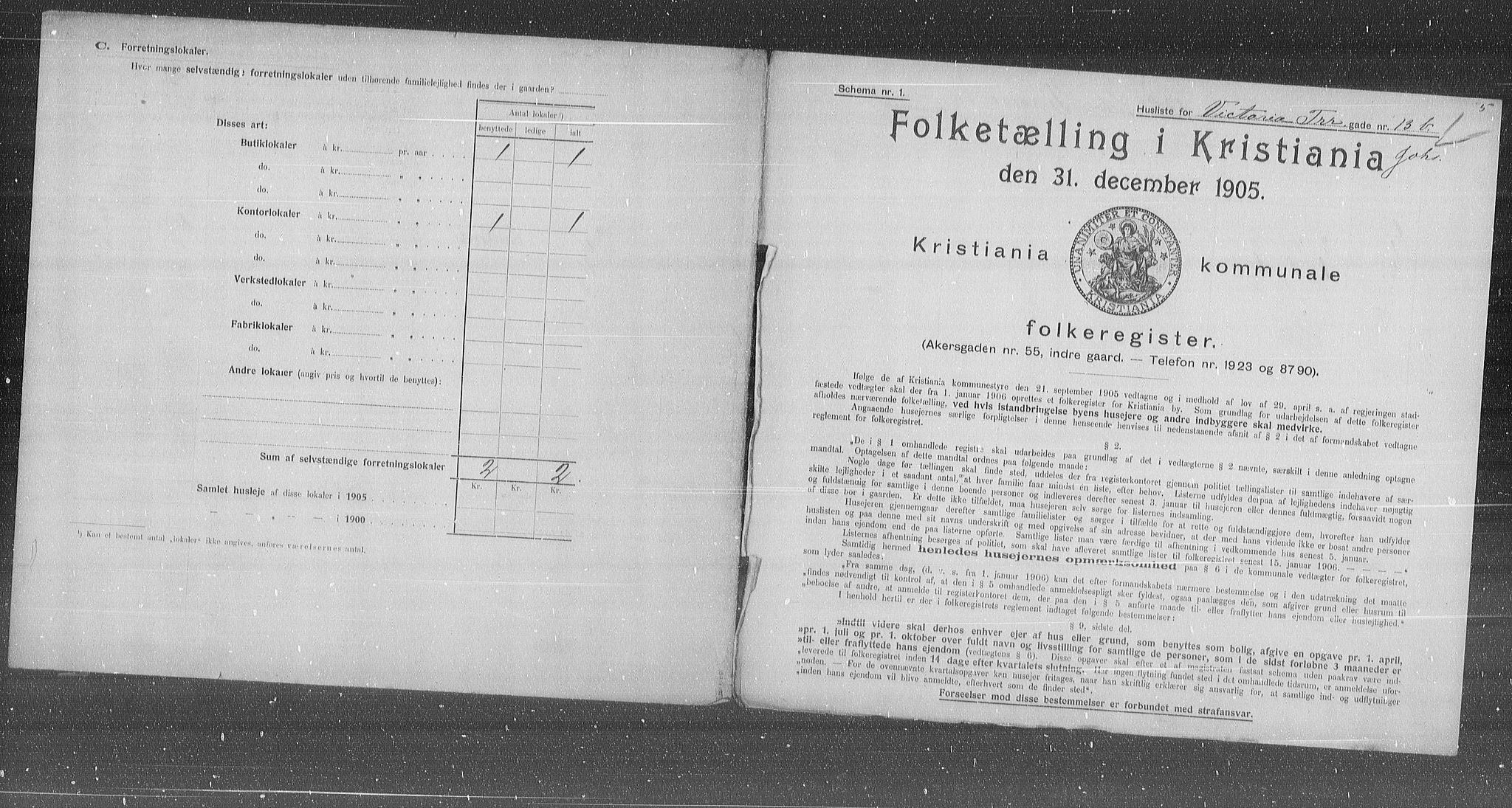 OBA, Municipal Census 1905 for Kristiania, 1905, p. 65479