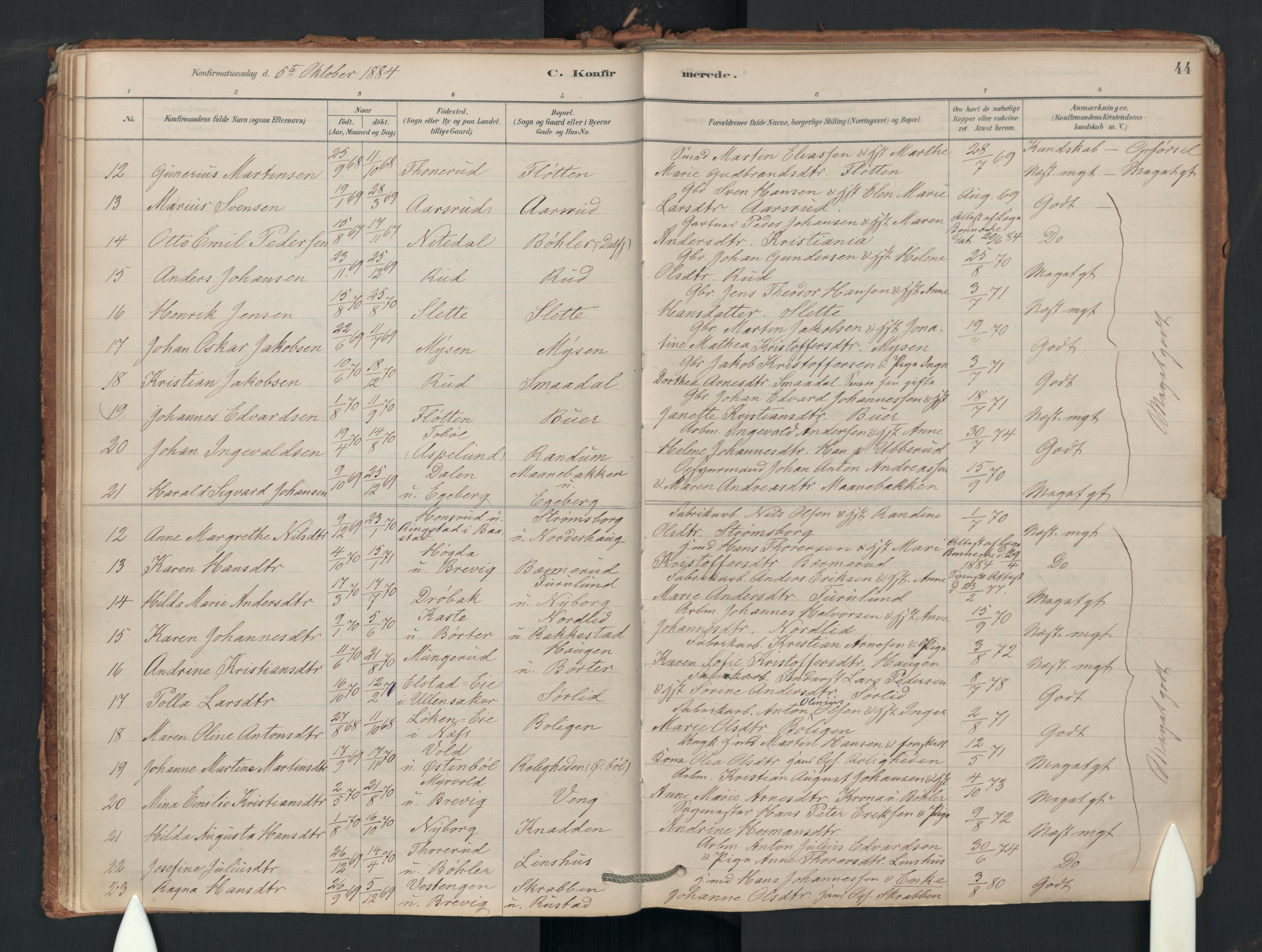 Enebakk prestekontor Kirkebøker, SAO/A-10171c/F/Fa/L0018: Parish register (official) no. I 18, 1877-1930, p. 44