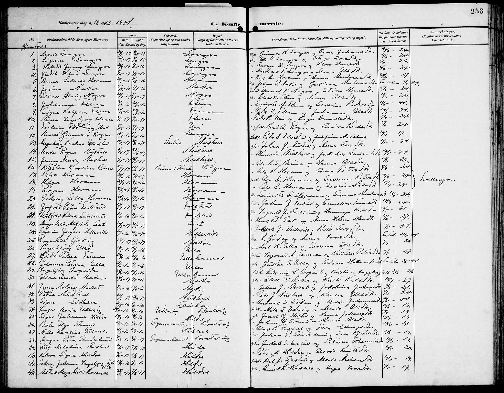 Ministerialprotokoller, klokkerbøker og fødselsregistre - Møre og Romsdal, AV/SAT-A-1454/536/L0511: Parish register (copy) no. 536C06, 1899-1944, p. 253