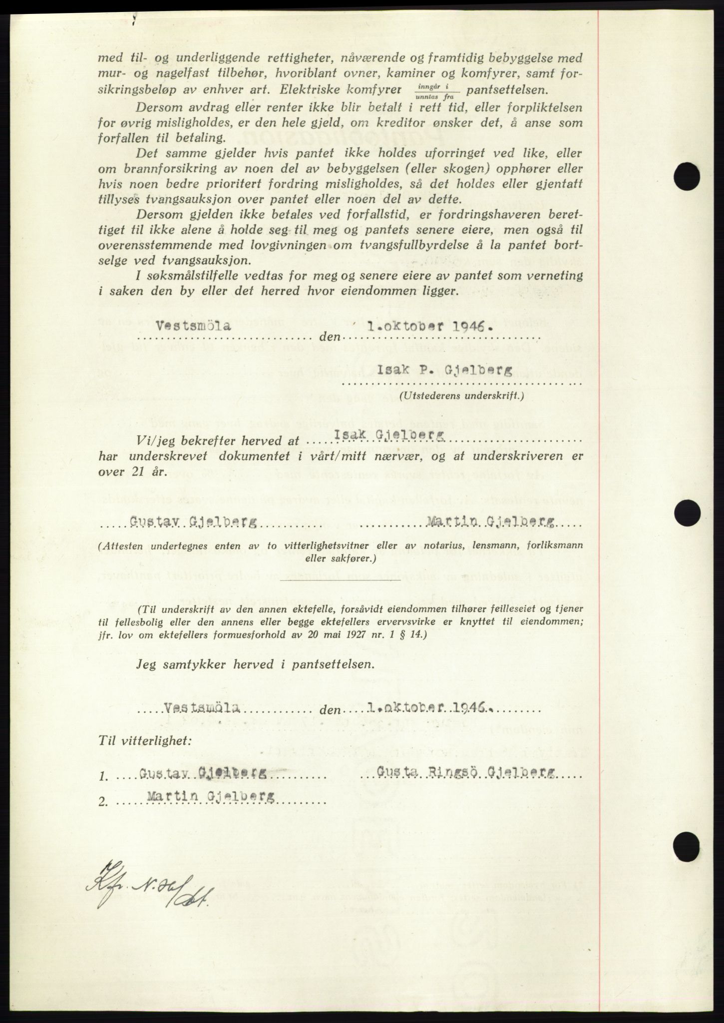 Nordmøre sorenskriveri, AV/SAT-A-4132/1/2/2Ca: Mortgage book no. B95, 1946-1947, Diary no: : 2039/1946