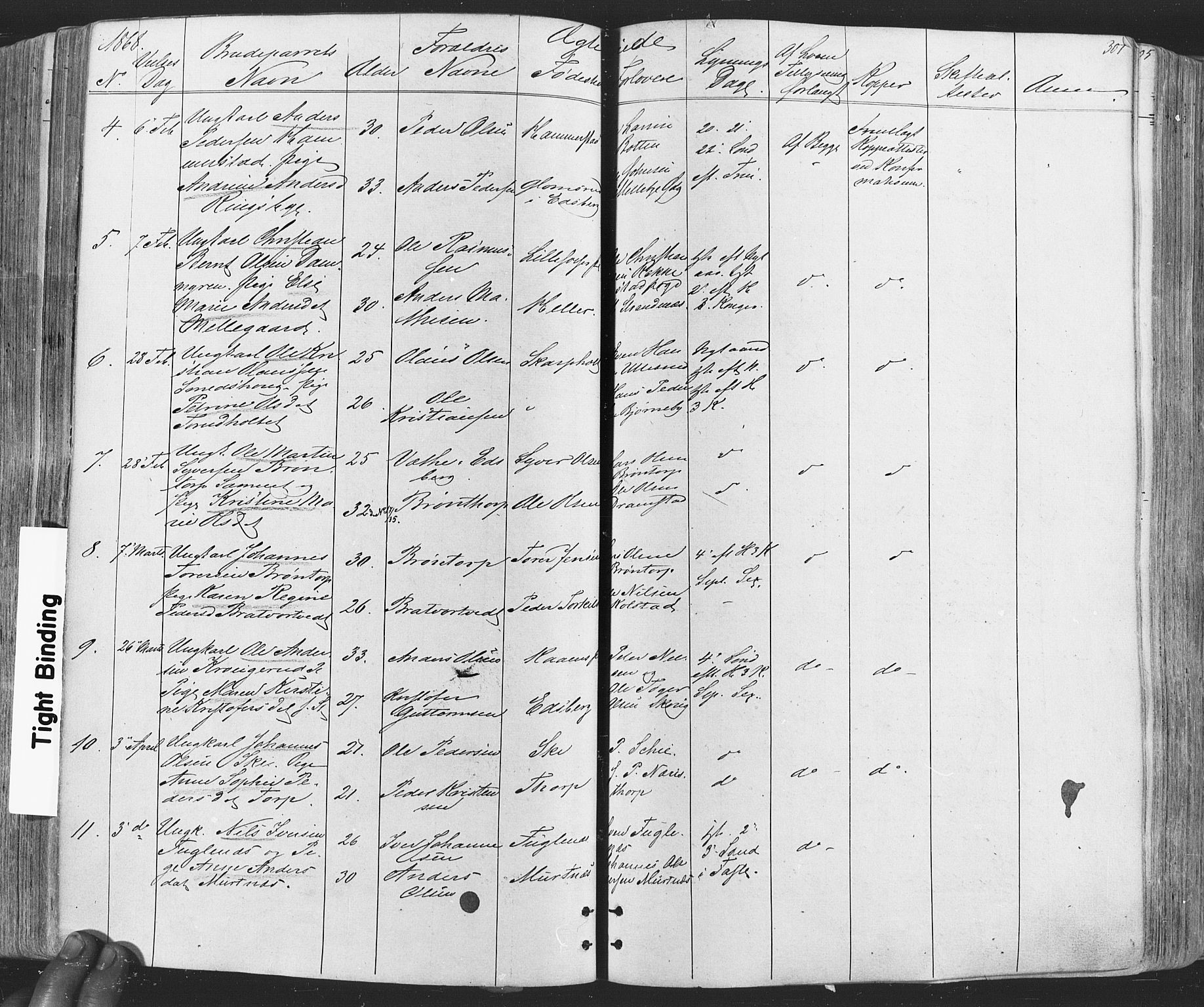 Rakkestad prestekontor Kirkebøker, SAO/A-2008/F/Fa/L0011: Parish register (official) no. I 11, 1862-1877, p. 301