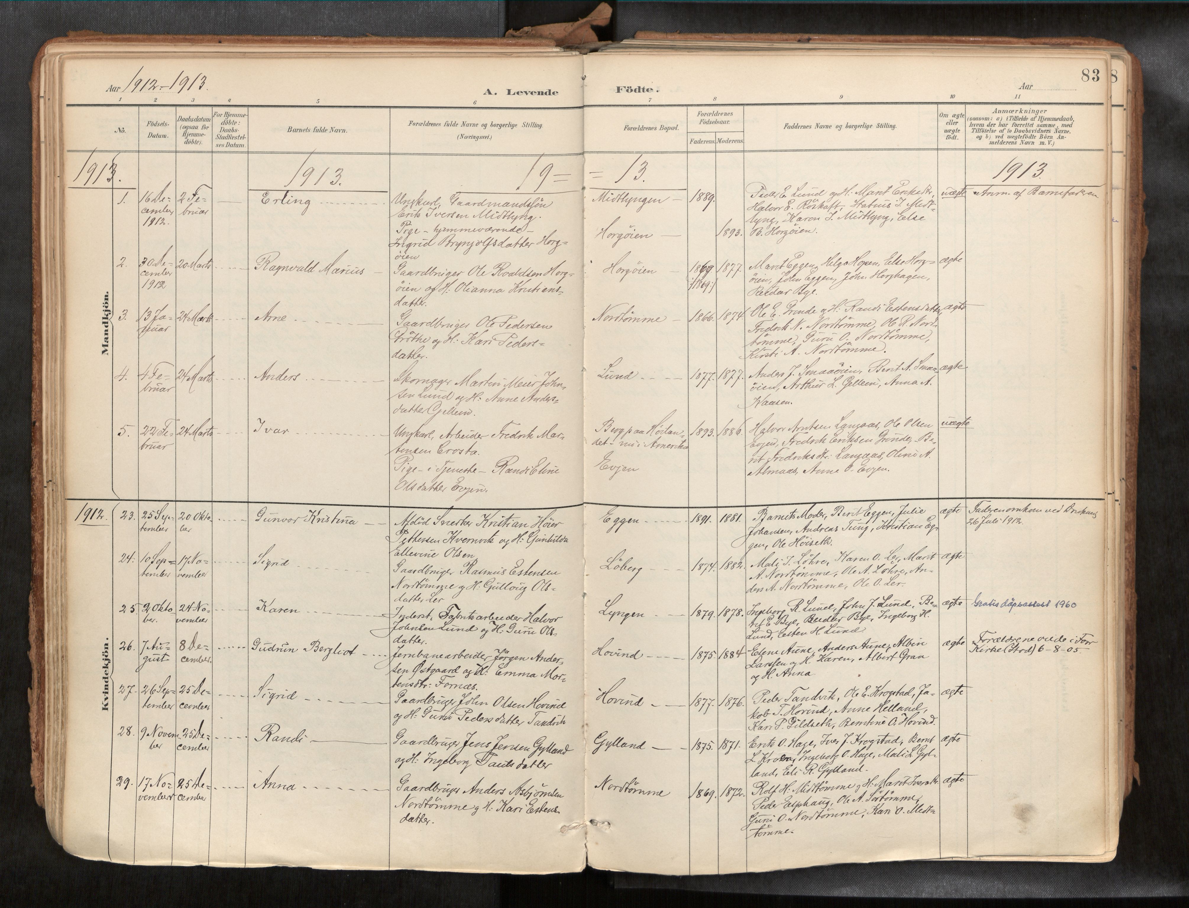 Ministerialprotokoller, klokkerbøker og fødselsregistre - Sør-Trøndelag, SAT/A-1456/692/L1105b: Parish register (official) no. 692A06, 1891-1934, p. 83