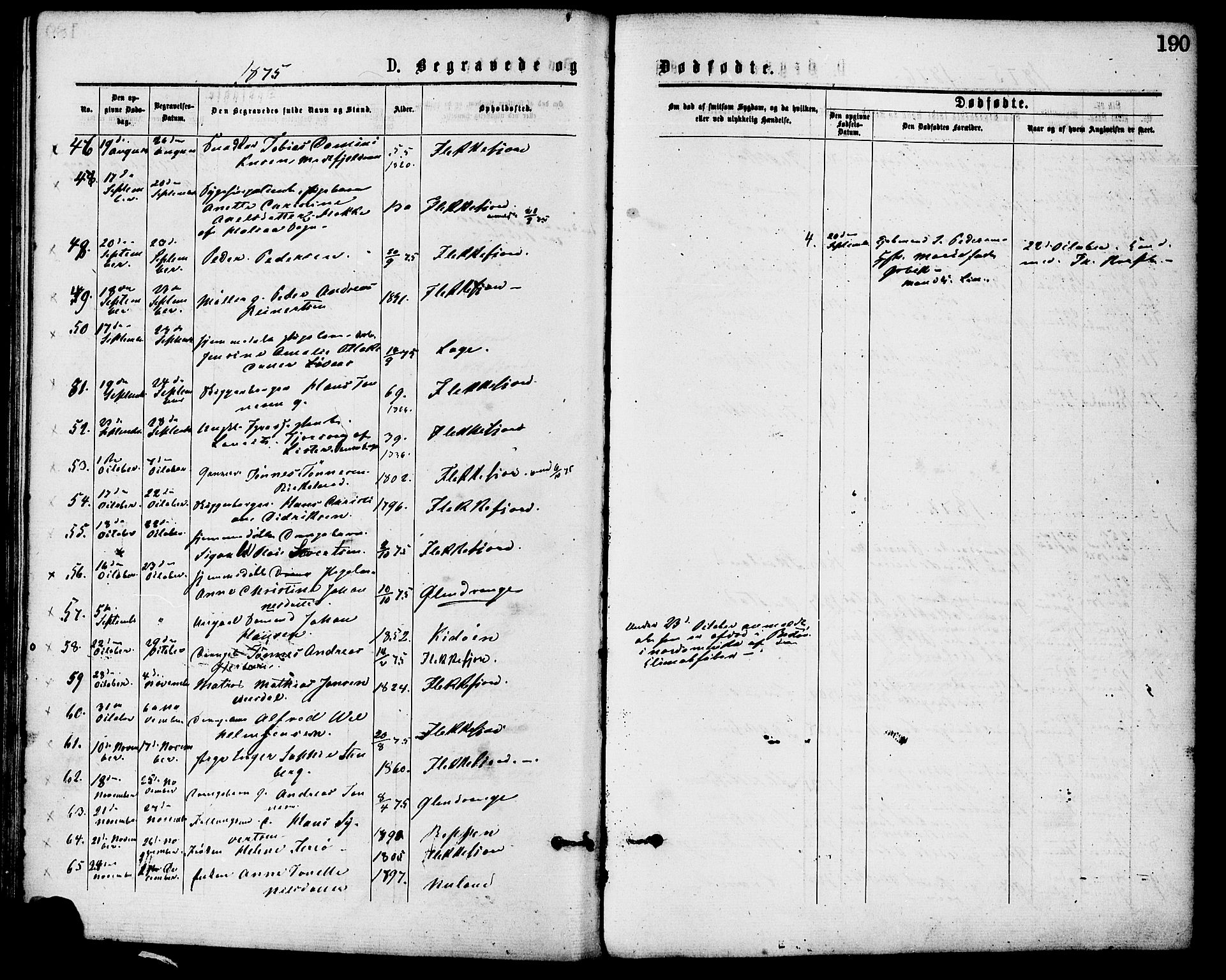 Flekkefjord sokneprestkontor, AV/SAK-1111-0012/F/Fa/Fac/L0007: Parish register (official) no. A 7, 1875-1885, p. 190