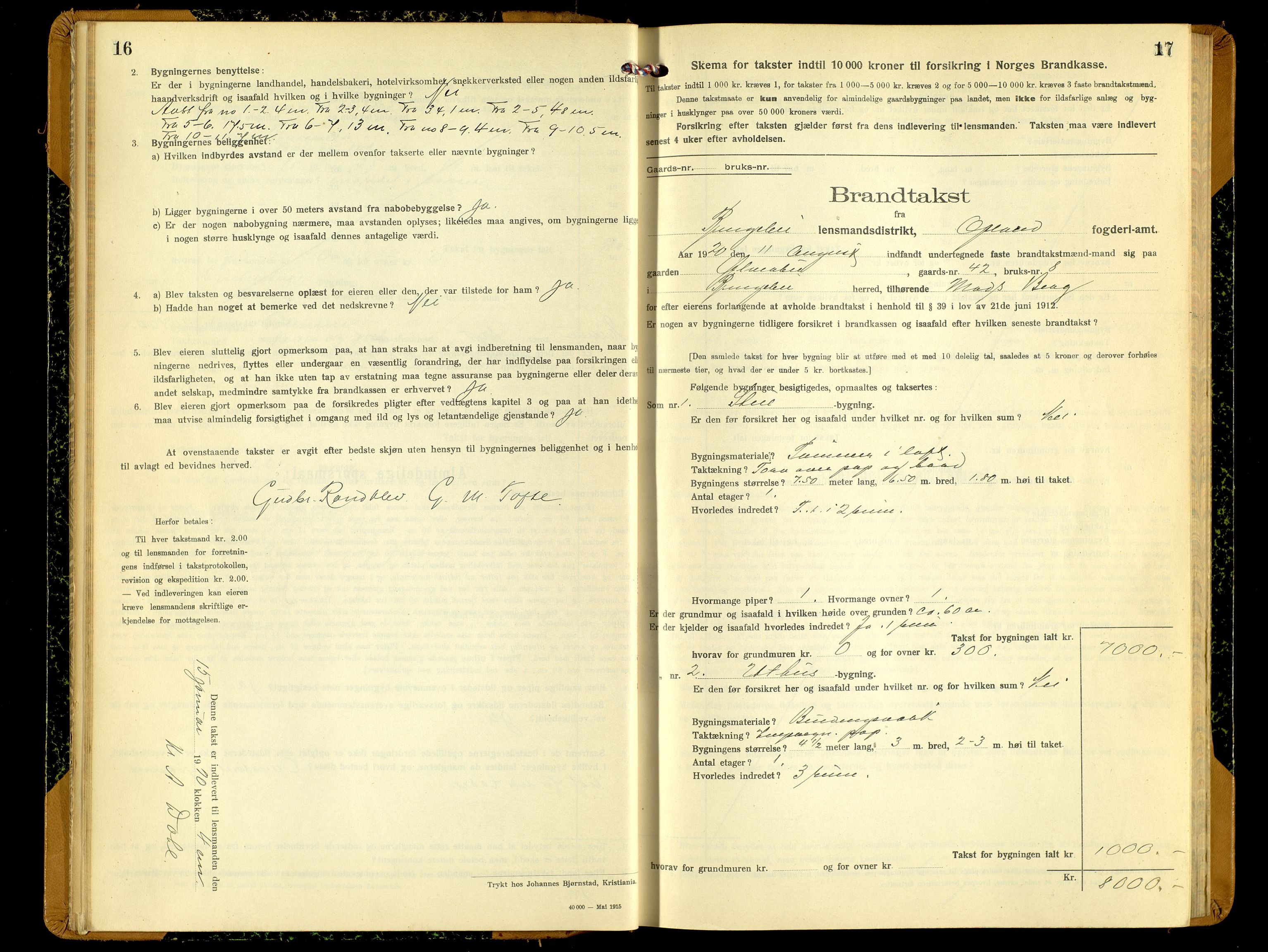 Norges Brannkasse, Ringebu, AV/SAH-NBRANR-037/F/L0006: Branntakstprotokoll, 1919-1955, p. 16-17