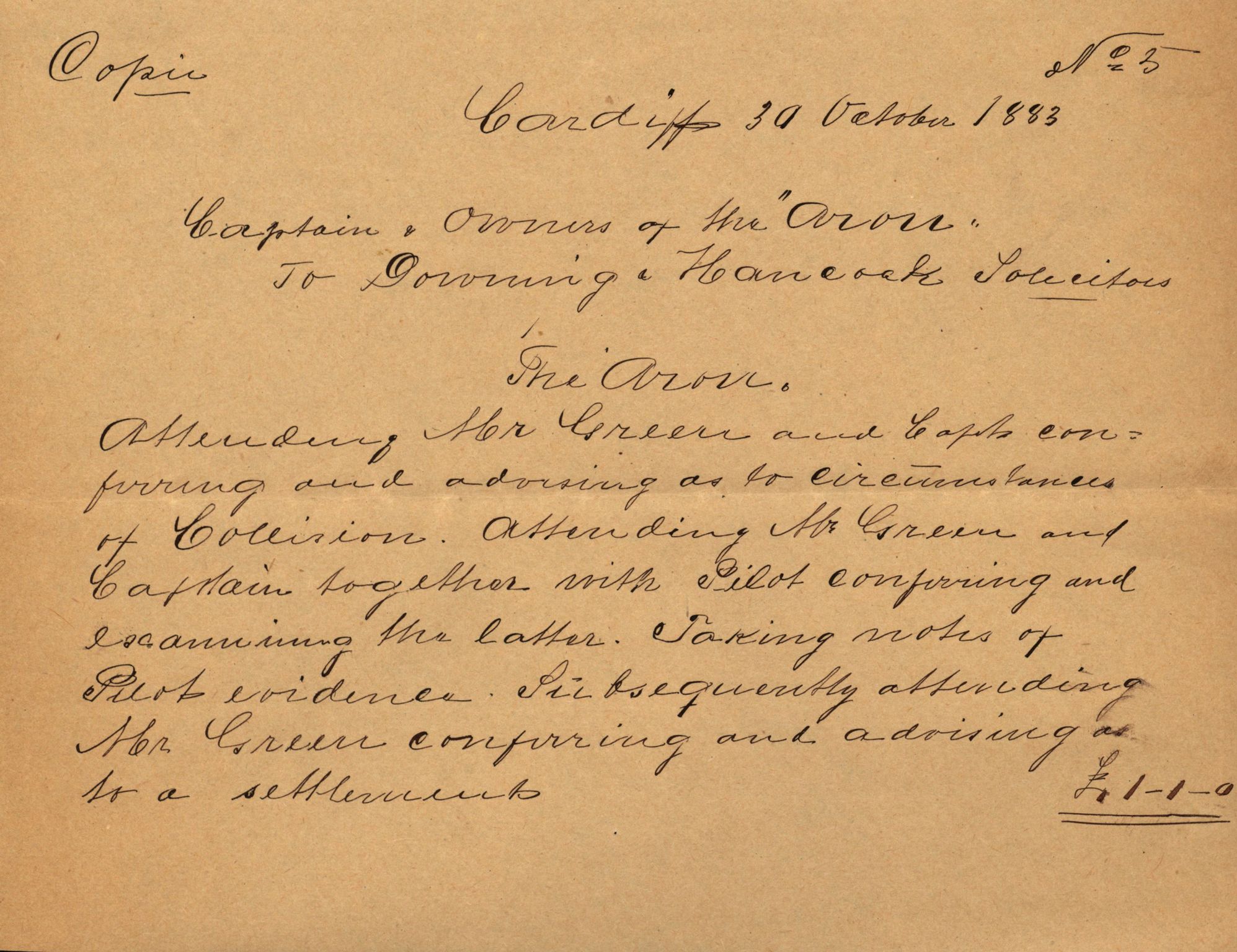 Pa 63 - Østlandske skibsassuranceforening, VEMU/A-1079/G/Ga/L0016/0016: Havaridokumenter / St. Petersburg, Ariel, B.M. Width, Aron, 1883, p. 16