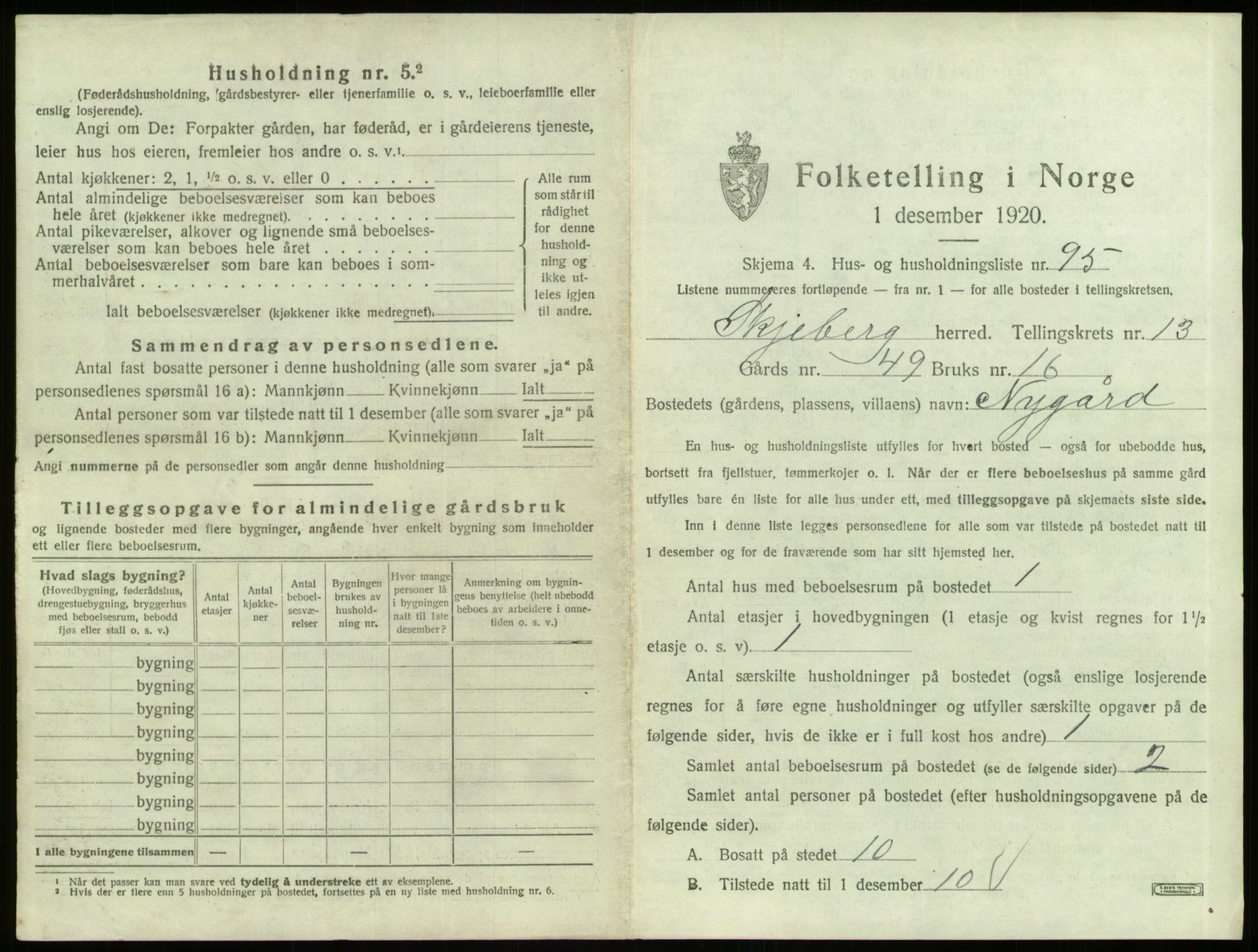 SAO, 1920 census for Skjeberg, 1920, p. 1921