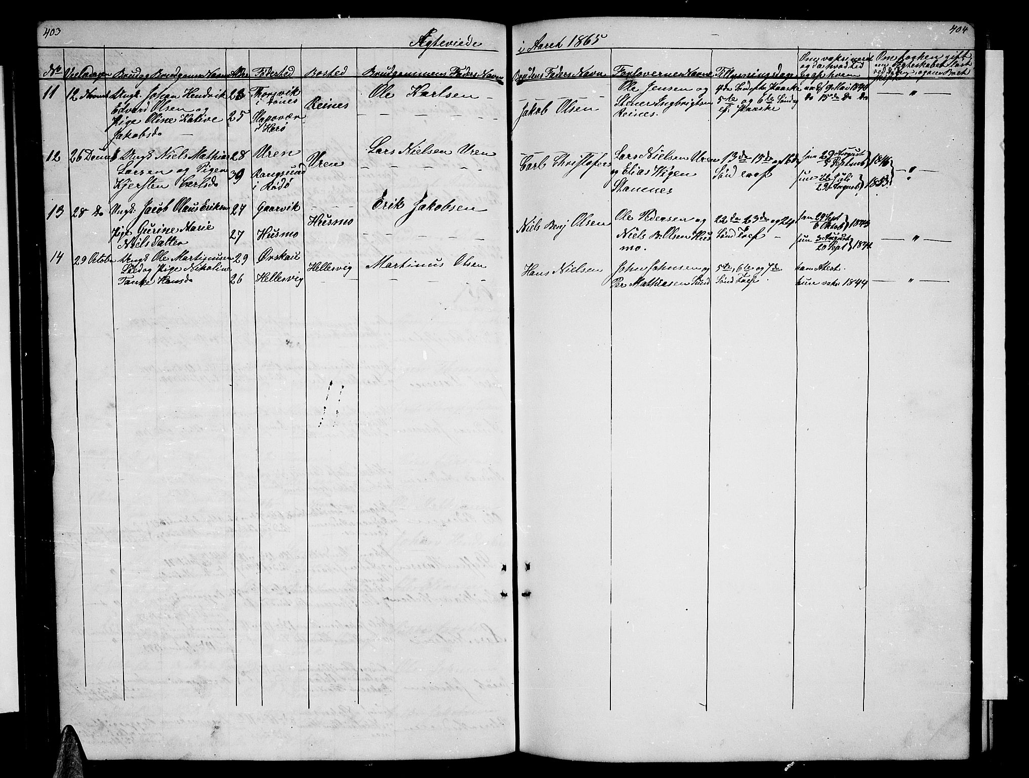 Ministerialprotokoller, klokkerbøker og fødselsregistre - Nordland, SAT/A-1459/831/L0475: Parish register (copy) no. 831C02, 1851-1865, p. 403-404